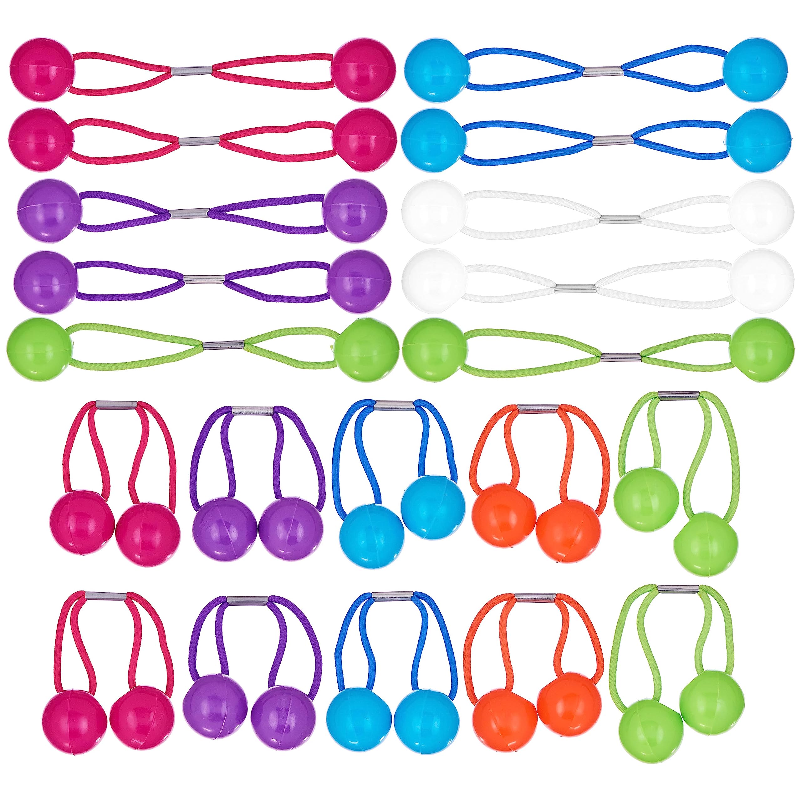 Expressions 20Pc Ponytailers Ponytail Balls Hair Elastics Collection, 18Mm Round Opaque Multicolored Twin Hair Beads Bauble Hair