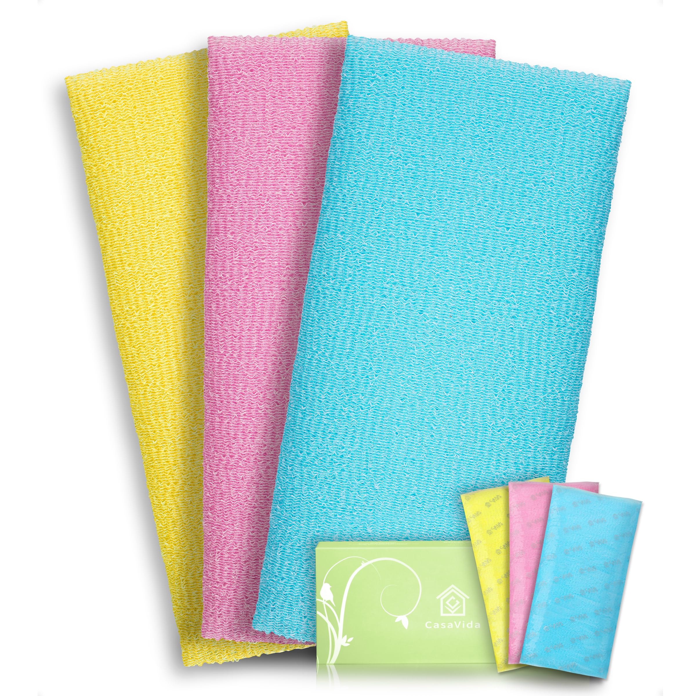Exfoliating Washcloth Japanese Beauty Washcloth - African Net Sponge Nylon Bath Korean Loofah Towel Puff Large Wash Cloth Body S