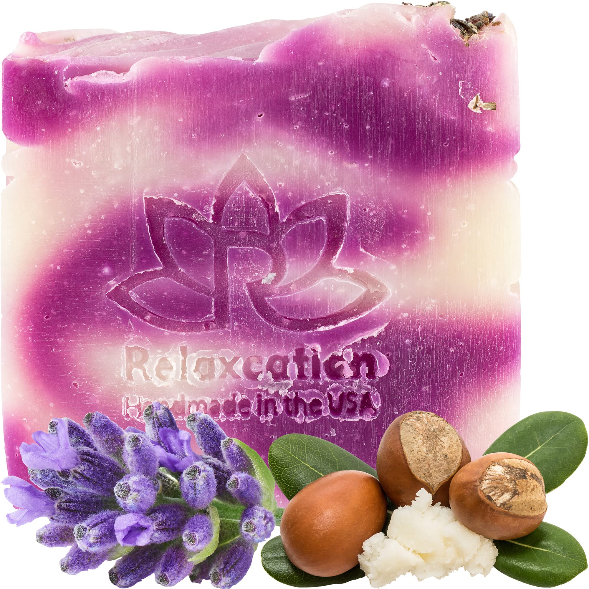 Relaxcation Lavender Soap Bar with Essential Lavender Oil and Shea Butter - Calming and Hypoallergeni? Natural Cold Process Soap