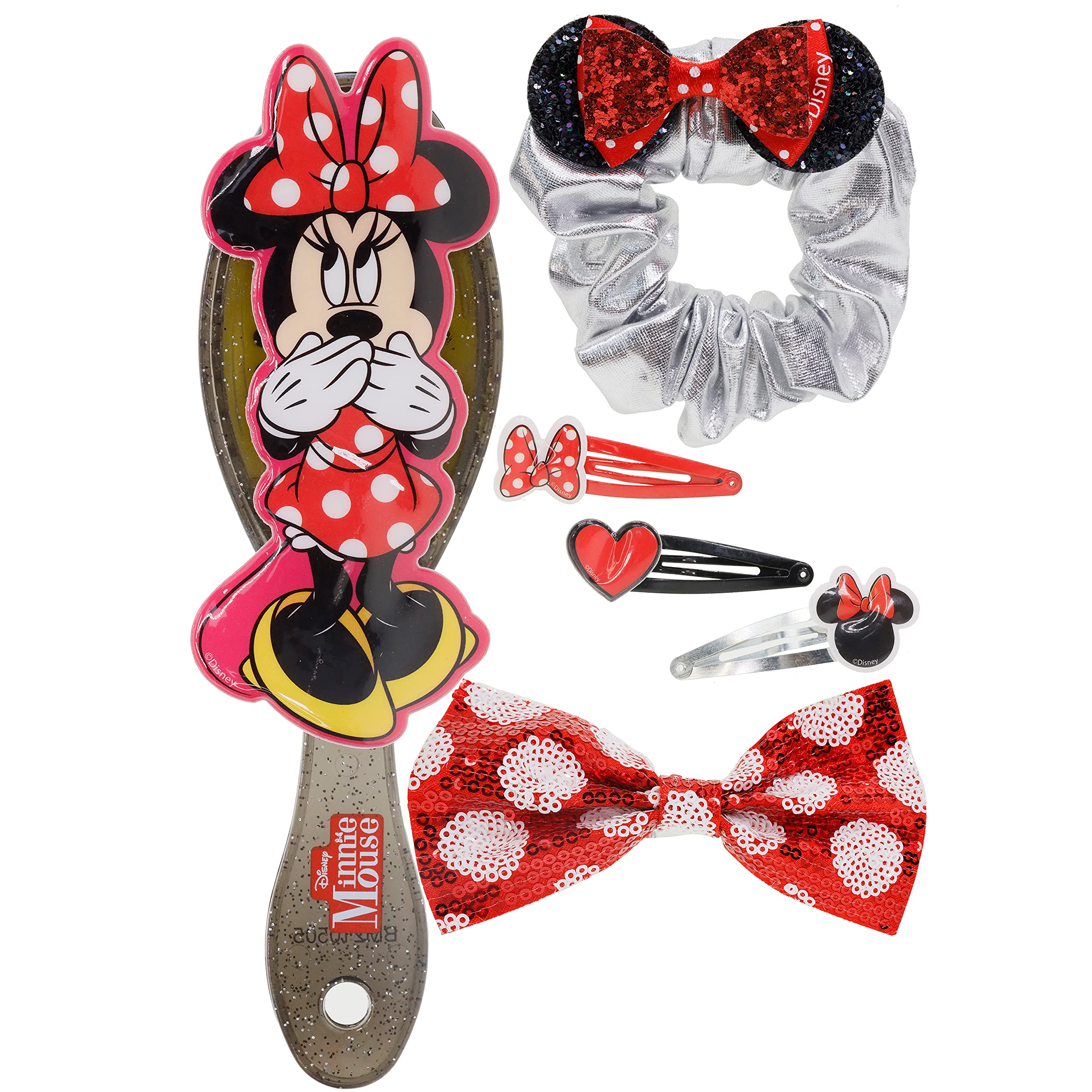 Disney Minnie Mouse - Townley Girl Hair Accessories Box|Gift Set for Kids Girls|Ages 3+ (6 Pcs) Including Hair Bow, Hair Brush,