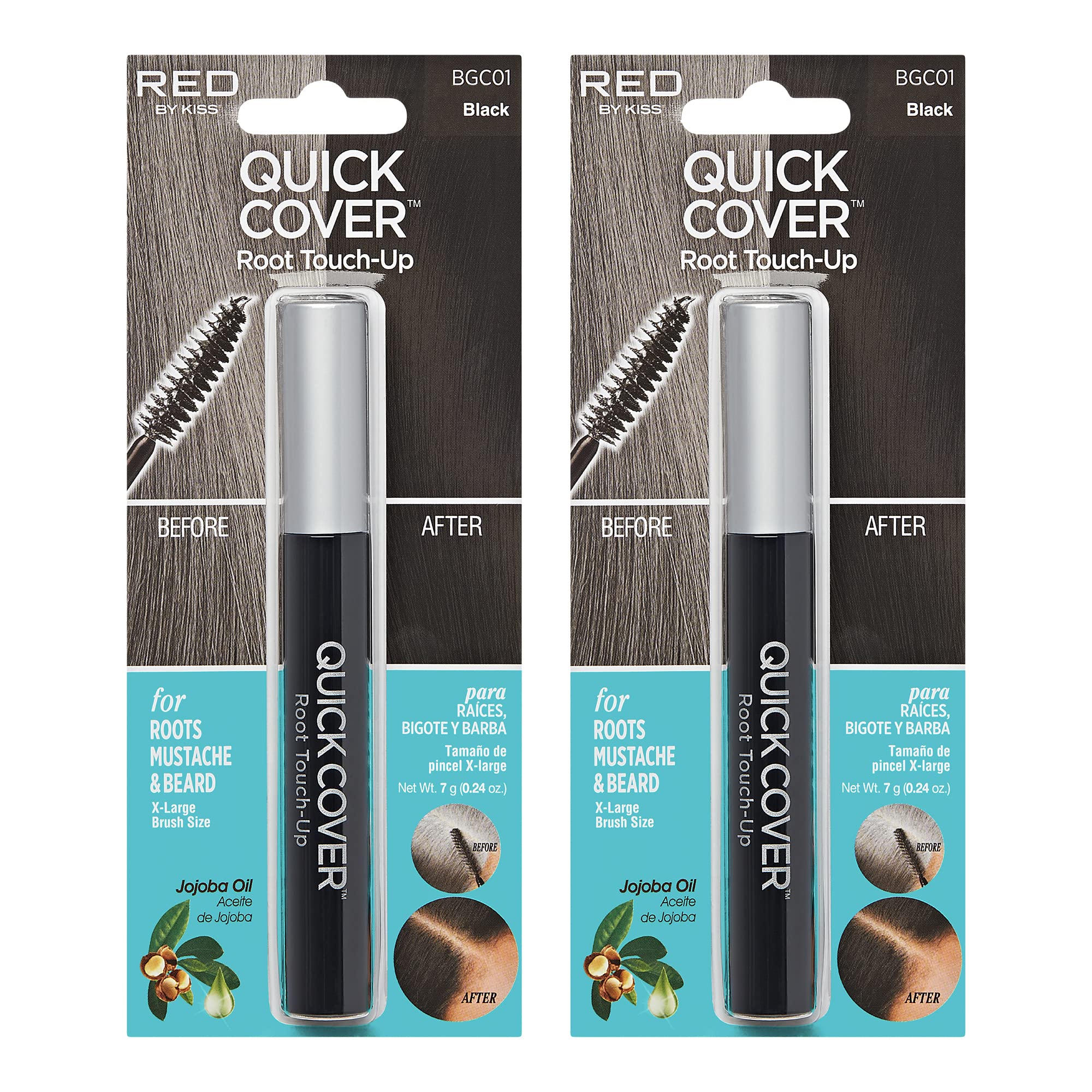 Red By Kiss Quick Cover Root Touch Up Rescue, Mascara Natural Water-Resistant Temporary Gray Concealer Cover Up Brush For Hair M