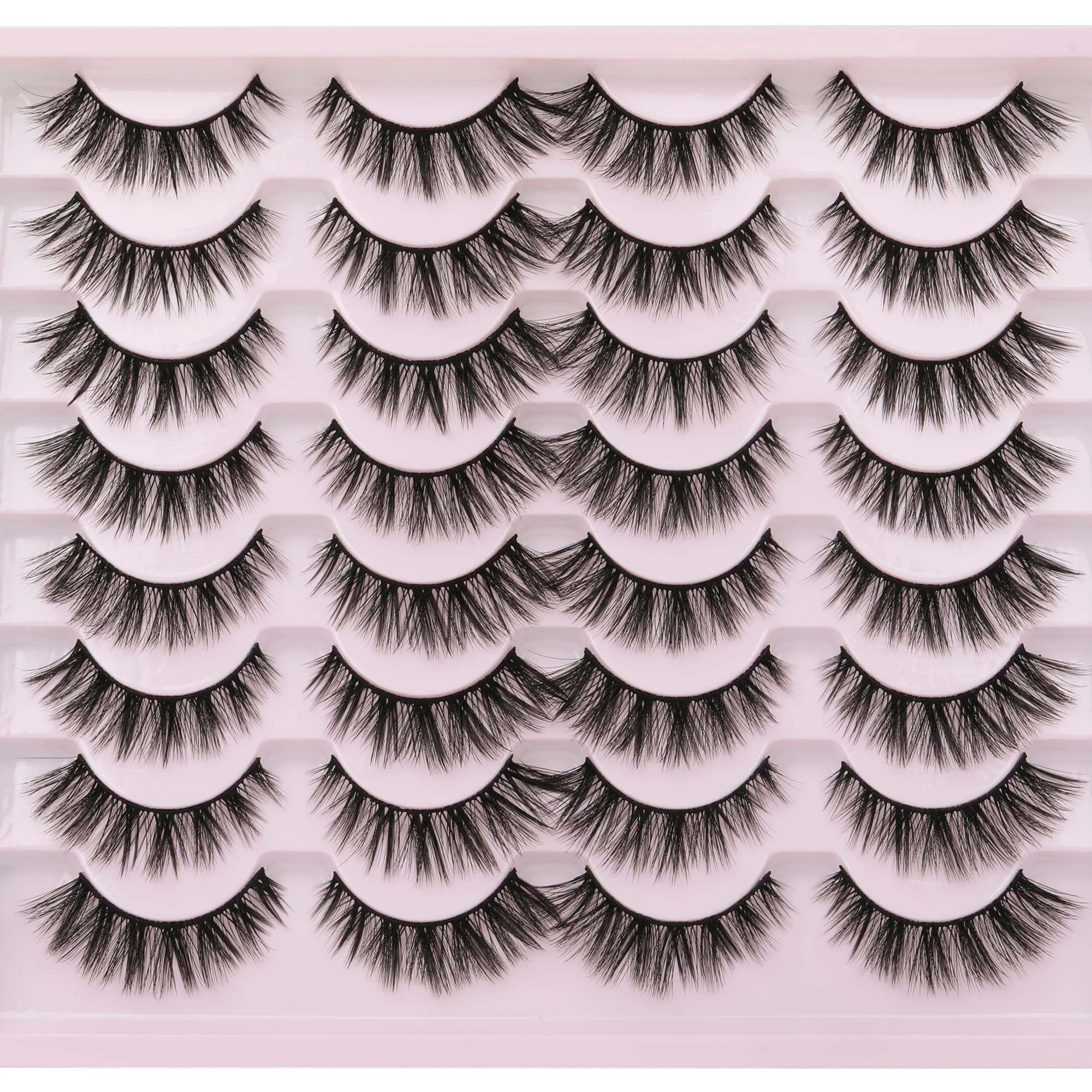 JIMIRE Wispy Faux Mink Cat Eye Lashes Fluffy Crossed Volume False Eyelashes Natural Look Handmade Premium Quality Reusable 16 Pa