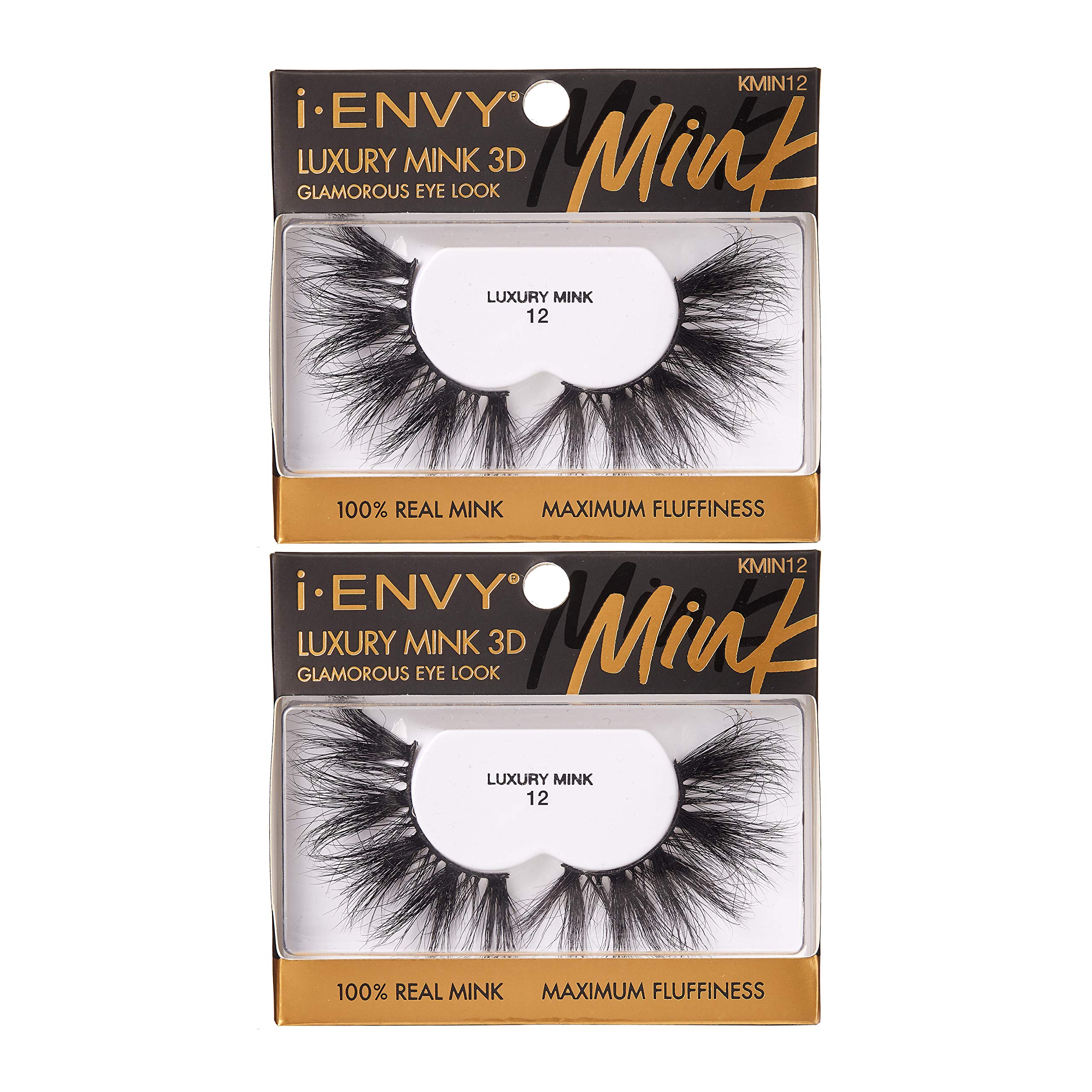 I-Envy Luxury Mink Collection False Eyelashes 100% Real Mink Glamorous Eye Look Lashes Maximum Fluffiness 3D Multi-Curl Angle (2
