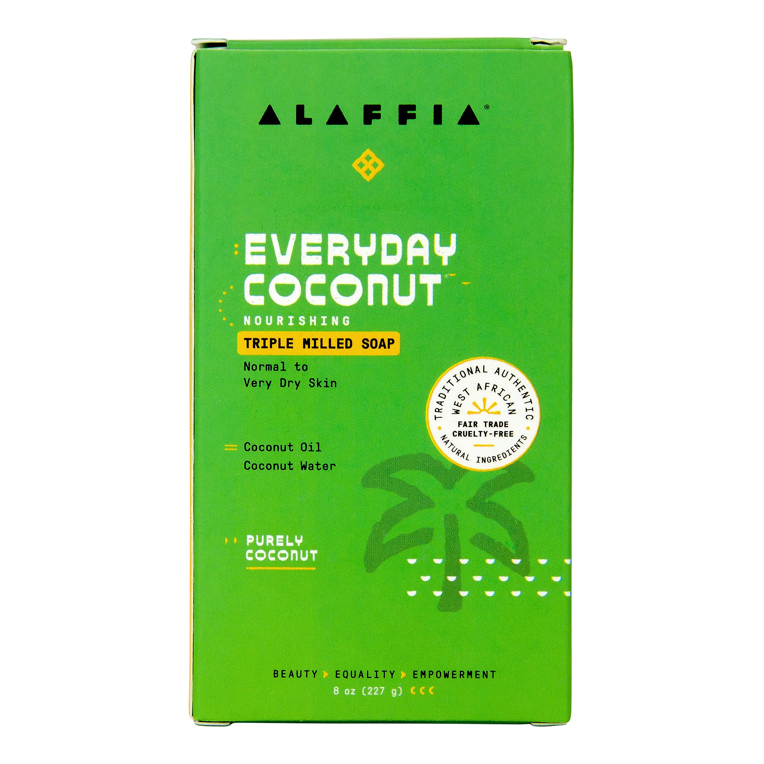 Alaffia EveryDay Coconut Soap Bar - Body Soap, Natural Coconut Oil, Shea Butter & Aromatic Plant Extracts, Ergonomic Bar Soap, P