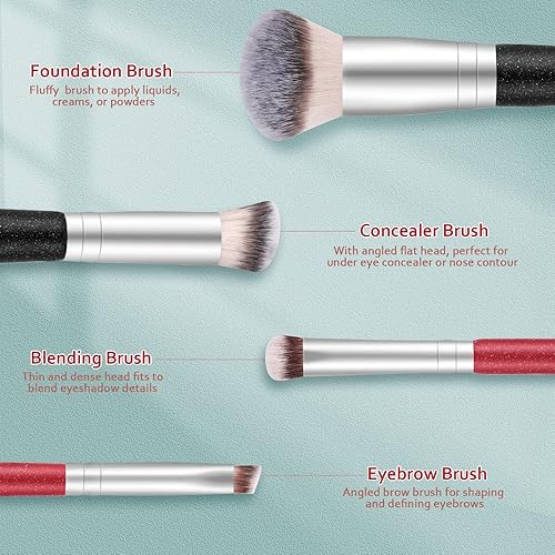 Makeup Brushes Dual-Ended Foundation Brush - Start Makers 2-In-1 Concealer Brush Face Eyebrow Eyeshadow Brush For Liquid, Powder
