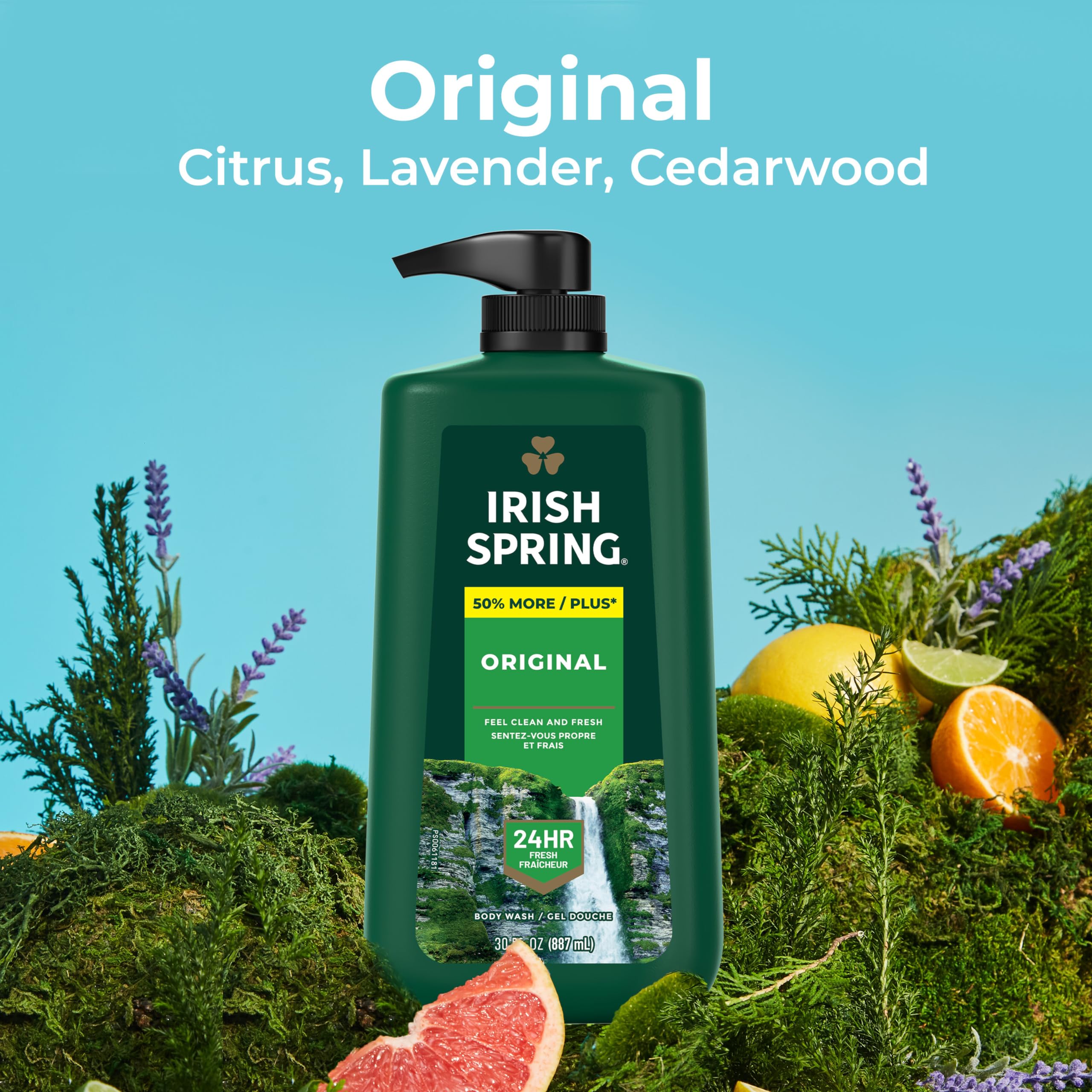 Irish Spring Mens Body Wash Pump, Original Clean Body Wash For Men, Smell Fresh And Clean For 24 Hours, Cleans Body, Hands, And
