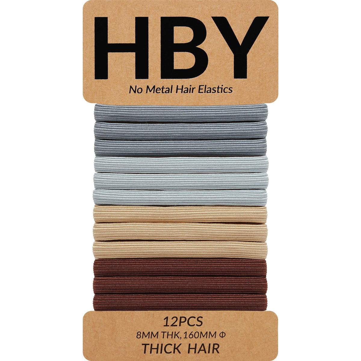 Hby Women'S Hair Ties For Thick Or Curly Hair. No Slip Seamless Ponytail Holders Sports Thick Hair Ties, Nertral & Versatile, 8M