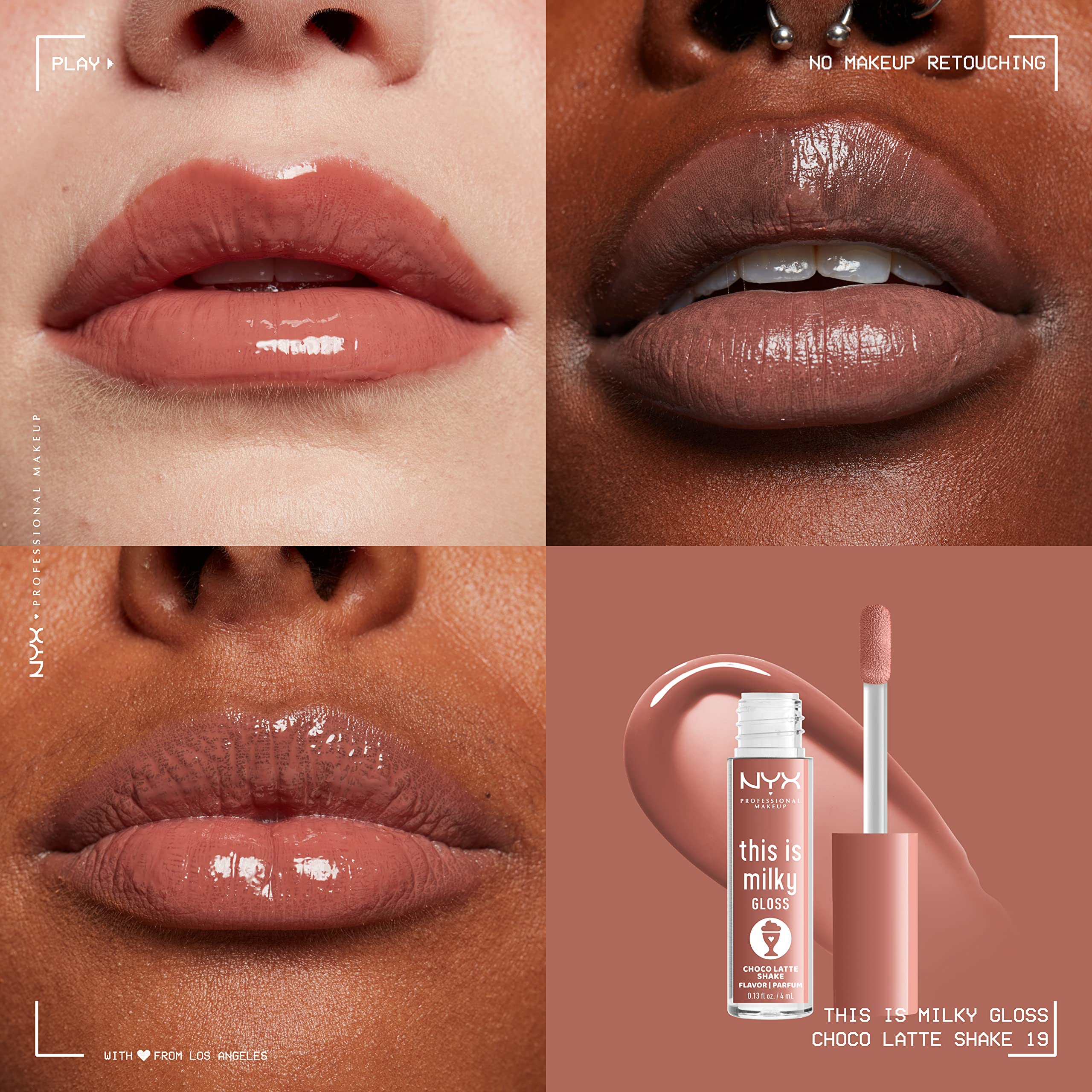 NYX PROFESSIONAL MAKEUP Milky Gloss Lip Gloss - 12 Hour Hydration, Vegan, 0.13 Fl Oz, Choco Latte Shake
