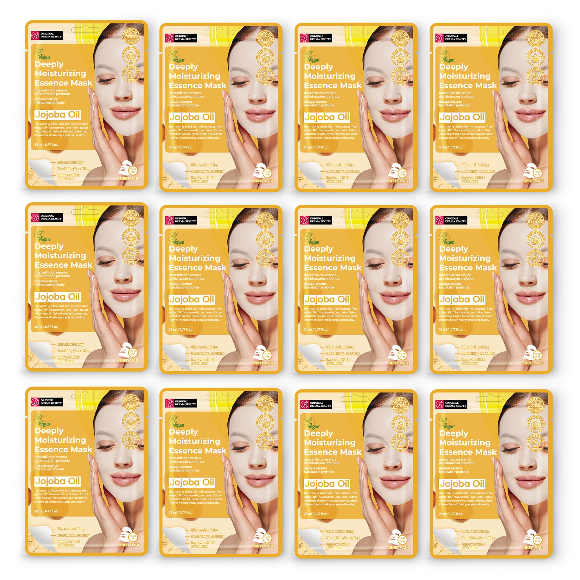 Innerest Original Derma Beauty Collagen Face Masks Skincare 12 Pk Deep Moisturizing Jojoba Oil Face Mask Skin Care Sheet Masks S