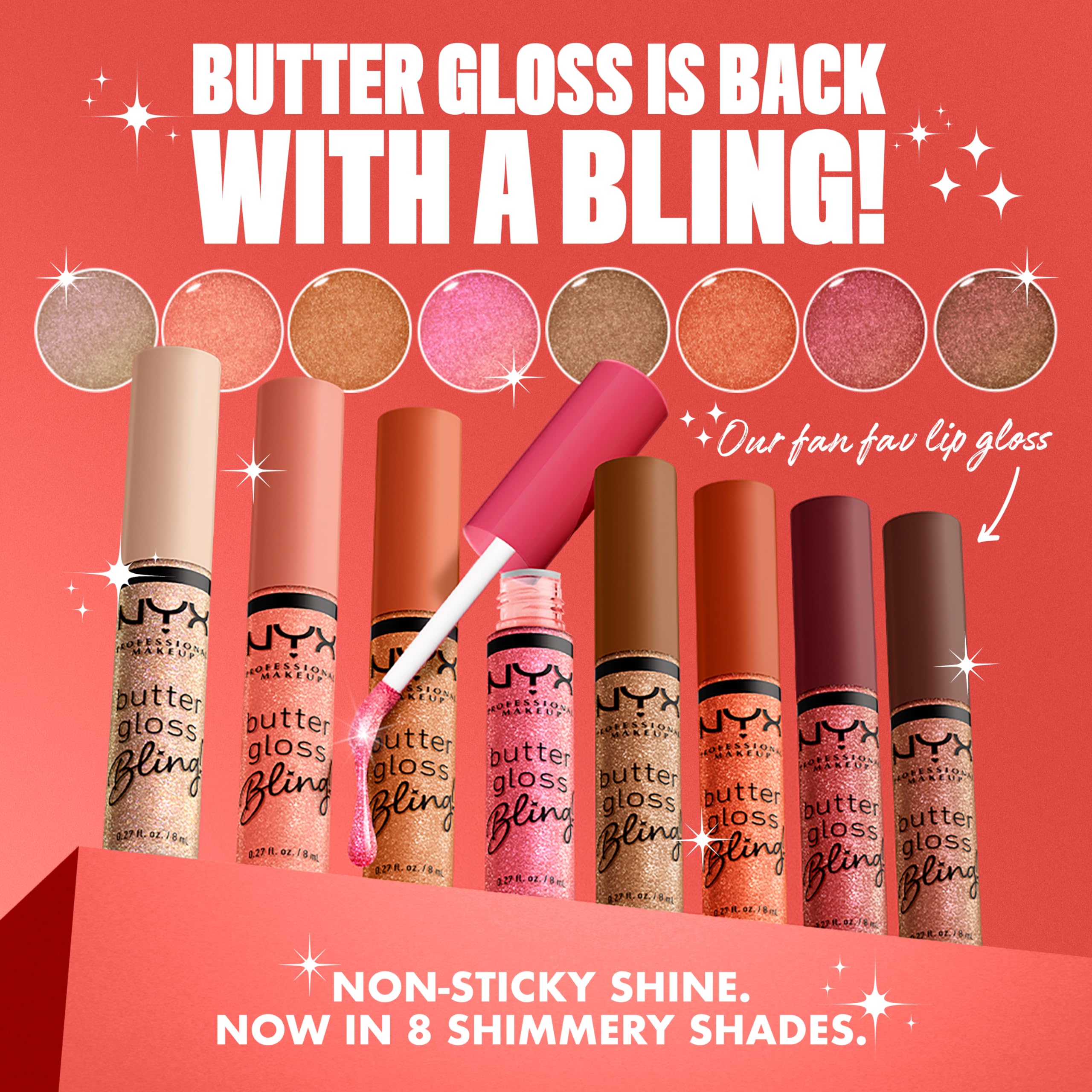 NYX PROFESSIONAL MAKEUP Butter Gloss Bling Lip Gloss, Non Sticky and Shiny Vegan Lip Makeup - Big Spender