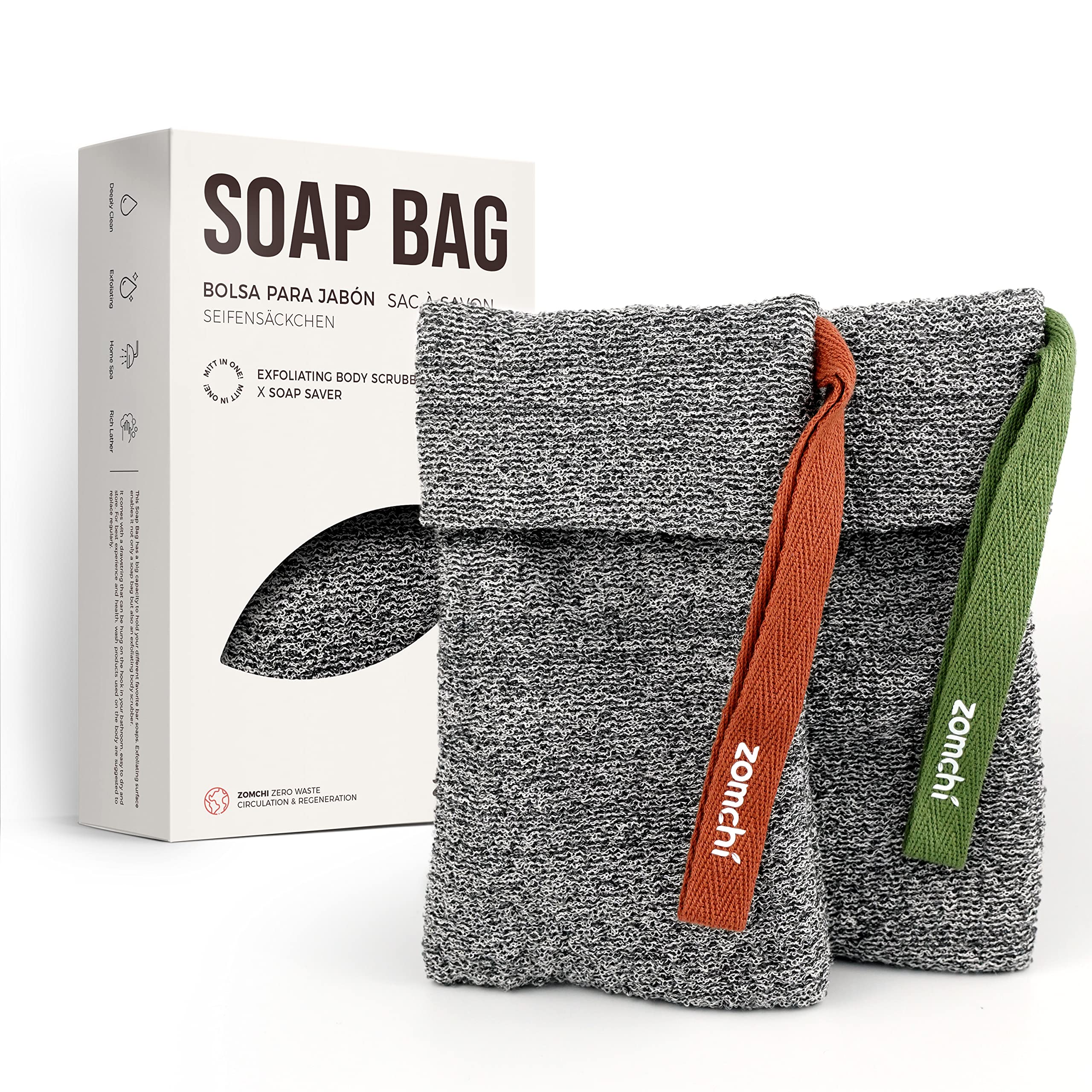 Zomchi 2 Pieces Soap Pouch And Soap Saver Pocket For Use In Shower, Premium Body Scrubber Shower Sponge, Exfoliating Soap Bag Yo