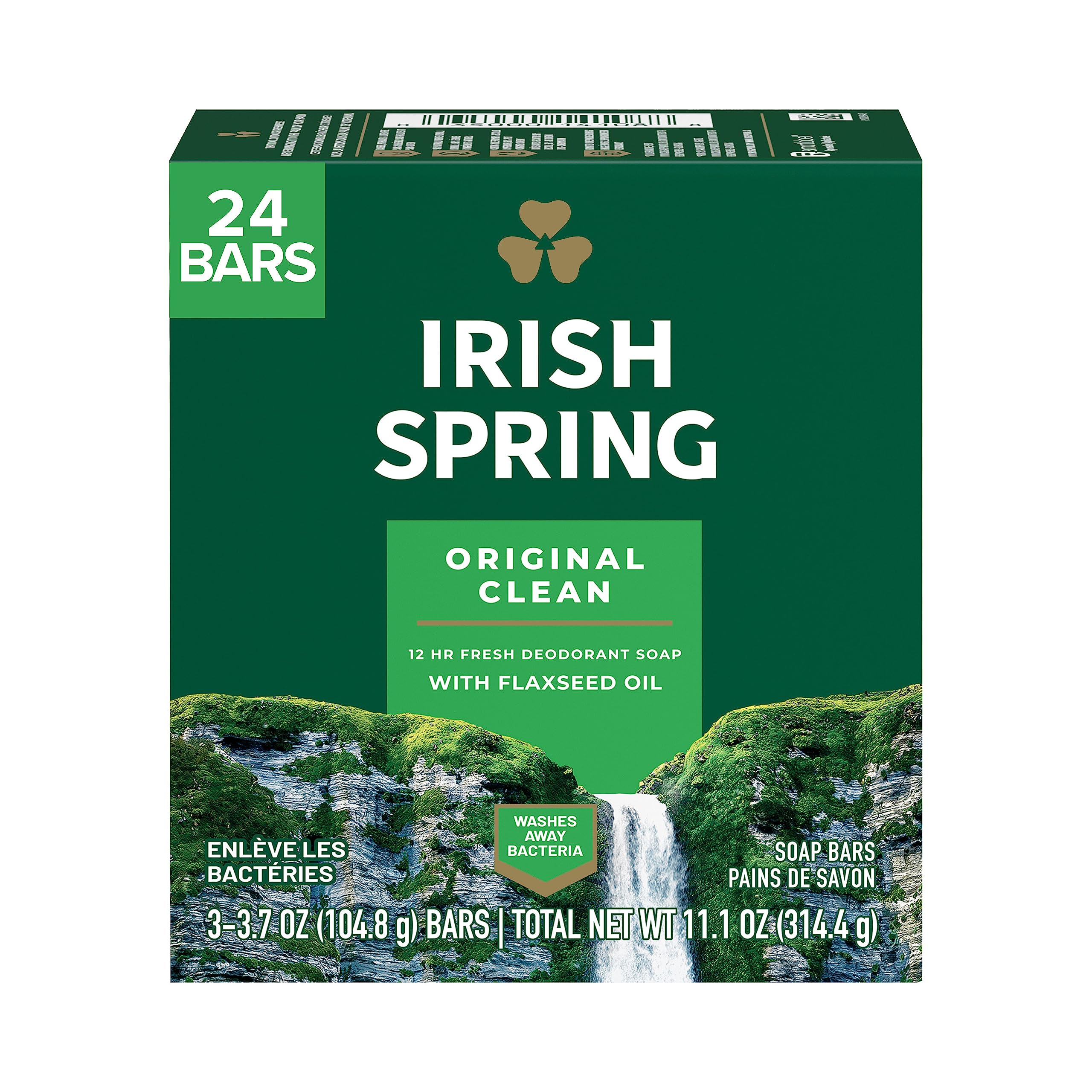 Irish Spring Bar Soap for Men, Original Clean, Smell Fresh and Clean for 12 Hours, Men Soap Bars for Washing Hands and Body, Mil