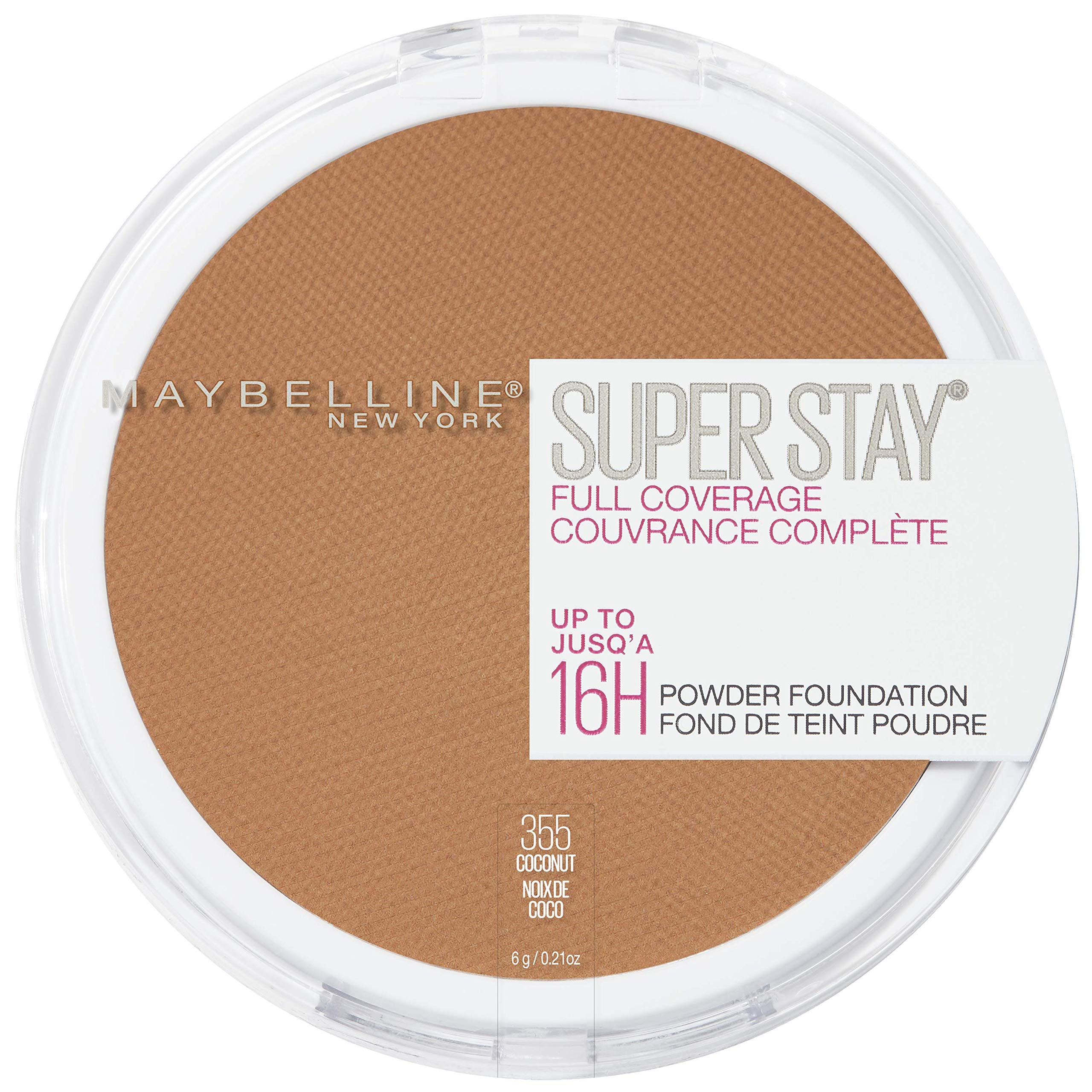 Maybelline Super Stay Full Coverage Powder Foundation Makeup, Up to 16 Hour Wear, Soft, Creamy Matte Foundation, Coconut, 1 Coun