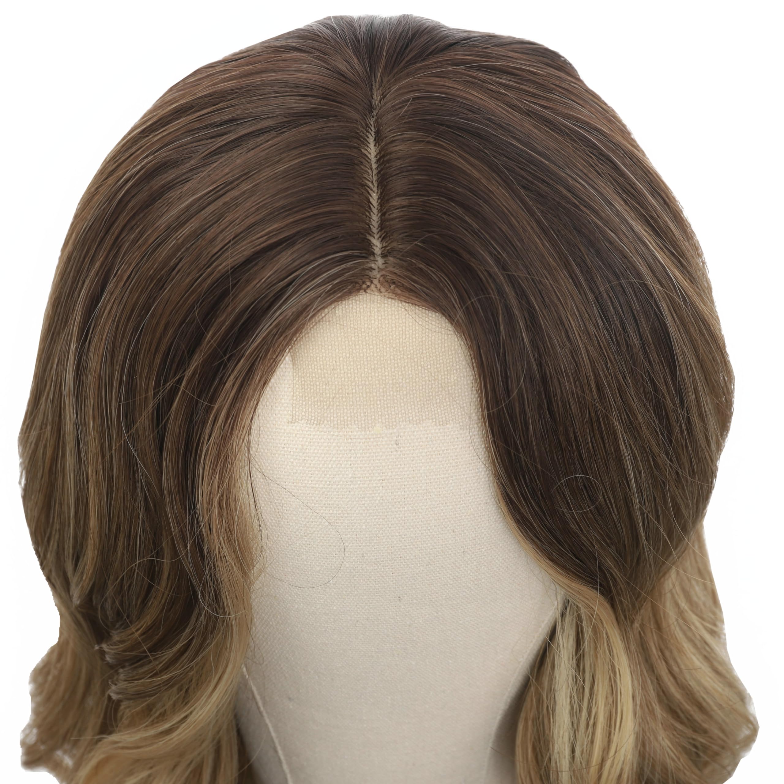 Futai Long Wavy Wig 30 Inch Ombre Blonde Hd Front Lace Body Curly Synthetic Hair Wigs For Women Professional Female Diverse Styl