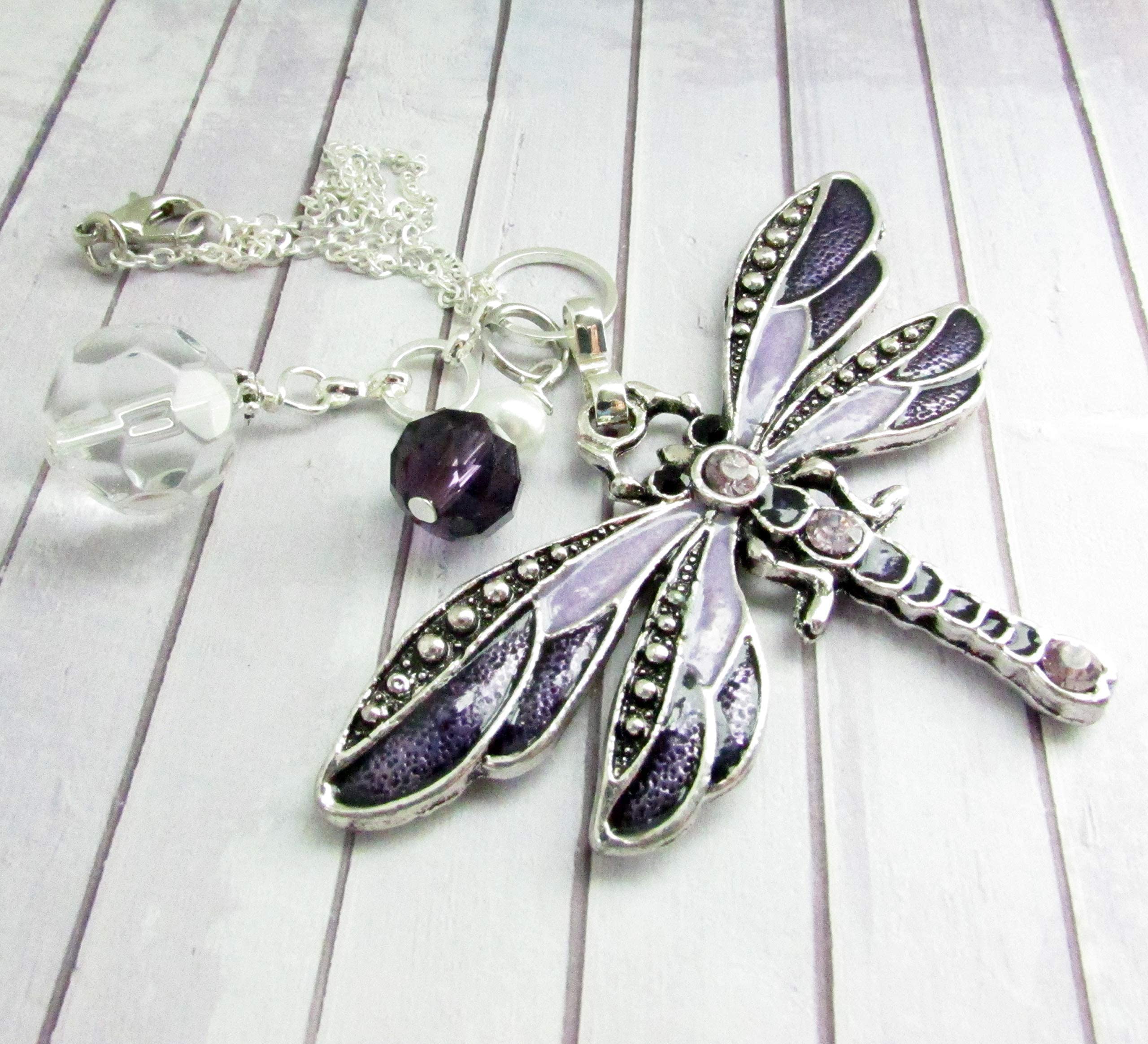 Dragonfly Rear View Mirror Car Charm - Crystal Sun Catcher For Car - Valentines Day Gifts For Women