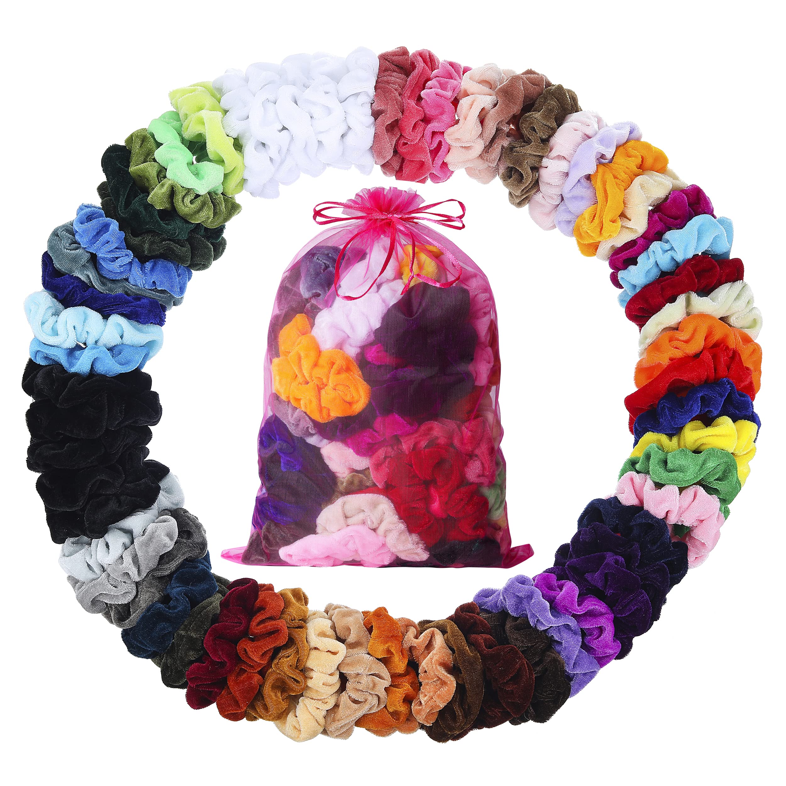 Adrione Hair Scrunchies For Women'S Hair 60 Pack, Velvet Scrunchies For Women Hair Scrunchies For Girls Scrunchies For Hair Kids