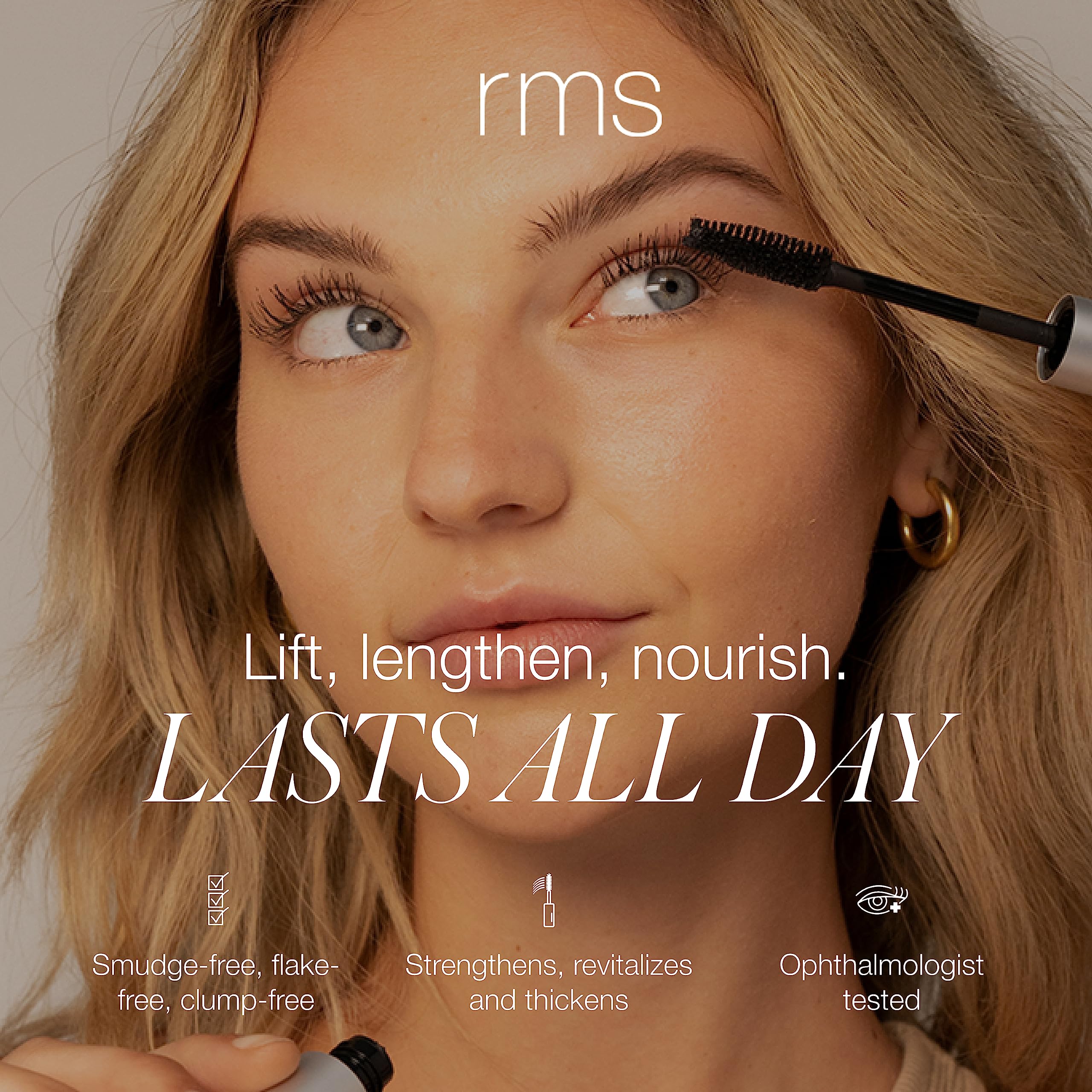 Rms Beauty Straight Up Volumizing Peptide Mascara - Black Mascara, Mascara Black Volume And Length, Eye Makeup Voluminous Mascar