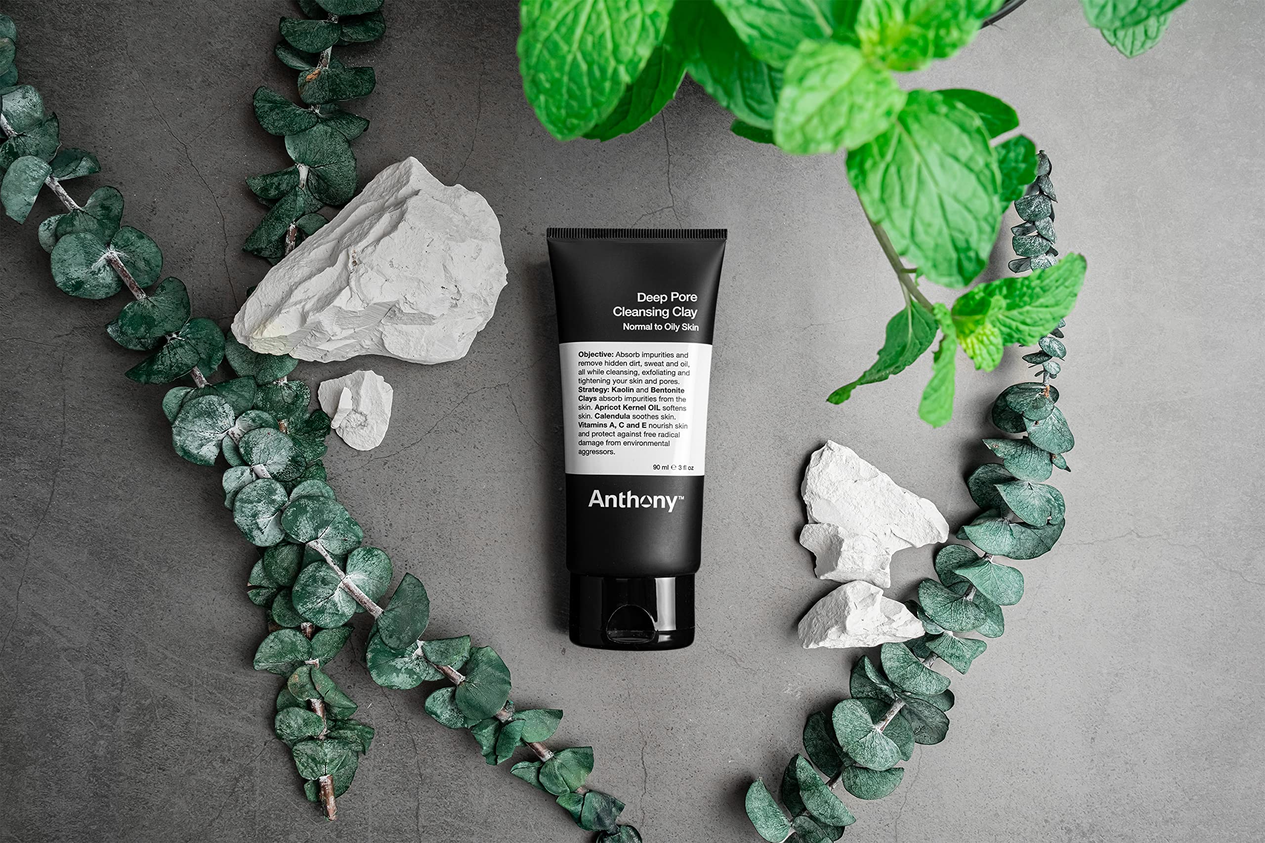 Anthony Deep Pore Cleansing Clay, 3 Fl Oz, Contains Kaolin and Bentonite Clays, Apricot Oil, Calendula, Vitamins A, C, and E, Re
