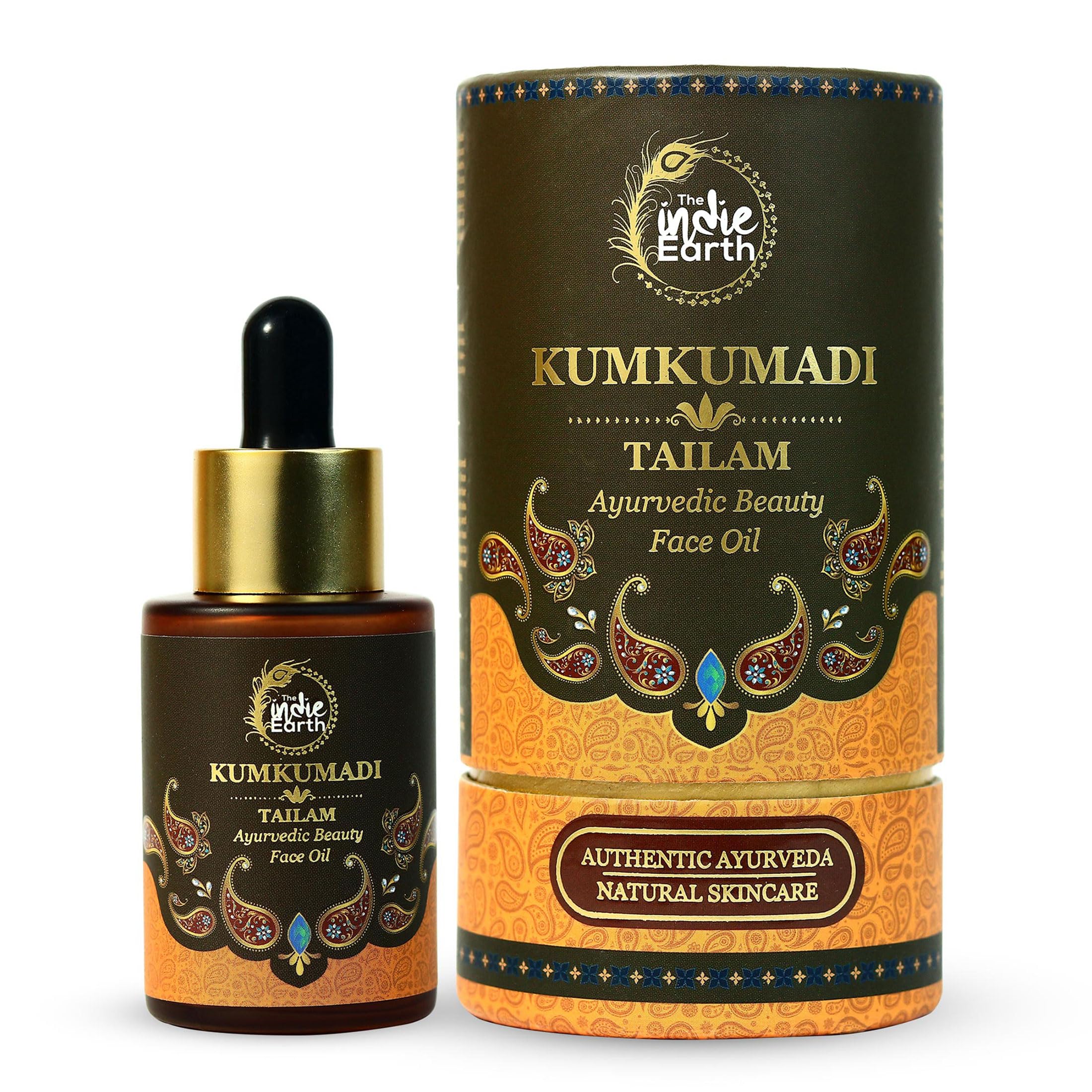 The Indie Earth Kumkumadi Tailam 30 ml | An Ayurvedic Beauty Face Oil | Miraculous Beauty Night Serum for Brighter, Glowing & Yo