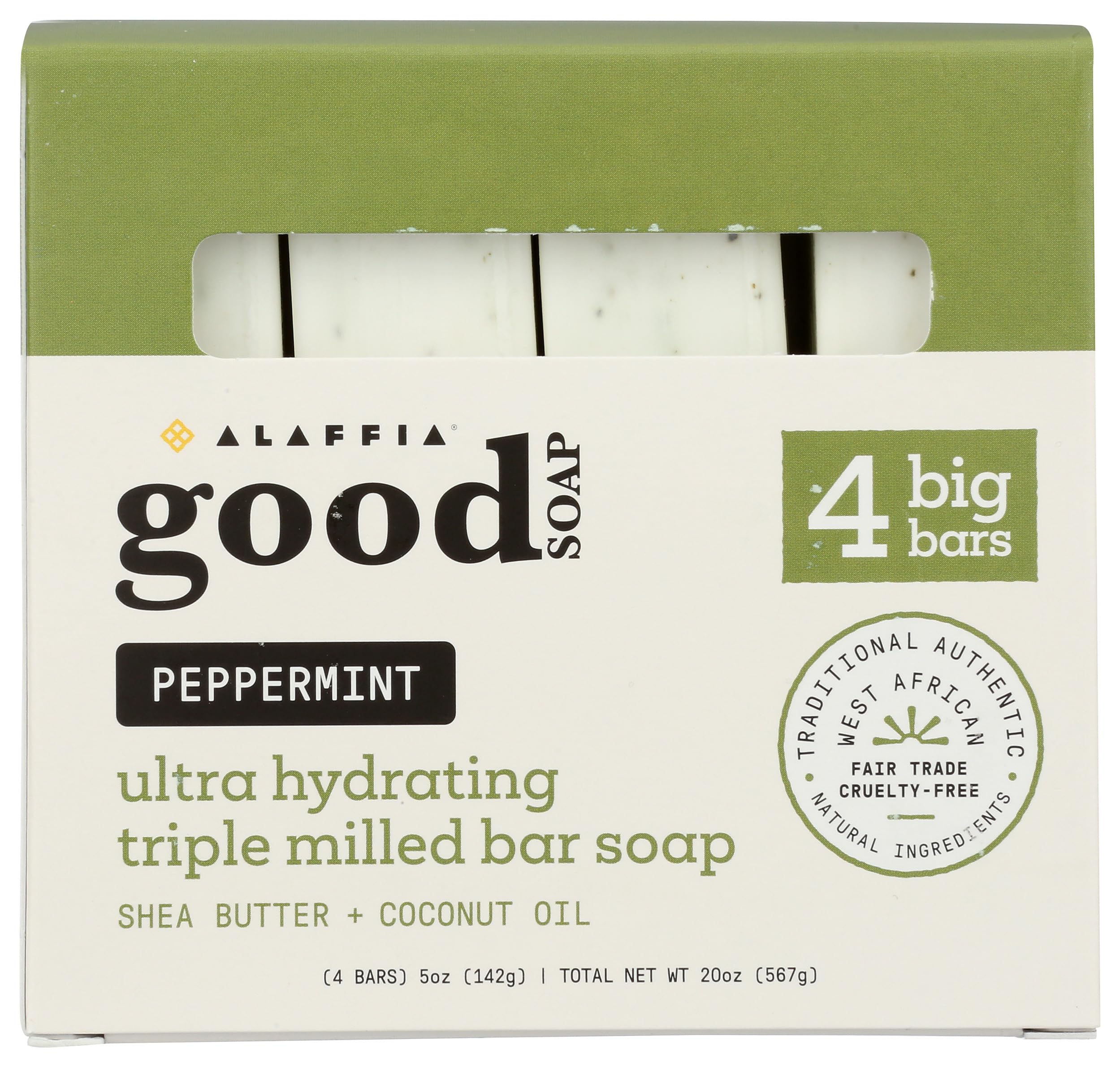 ALAFFIA Peppermint Good Soap Value Pack 4 Count, 20 OZ