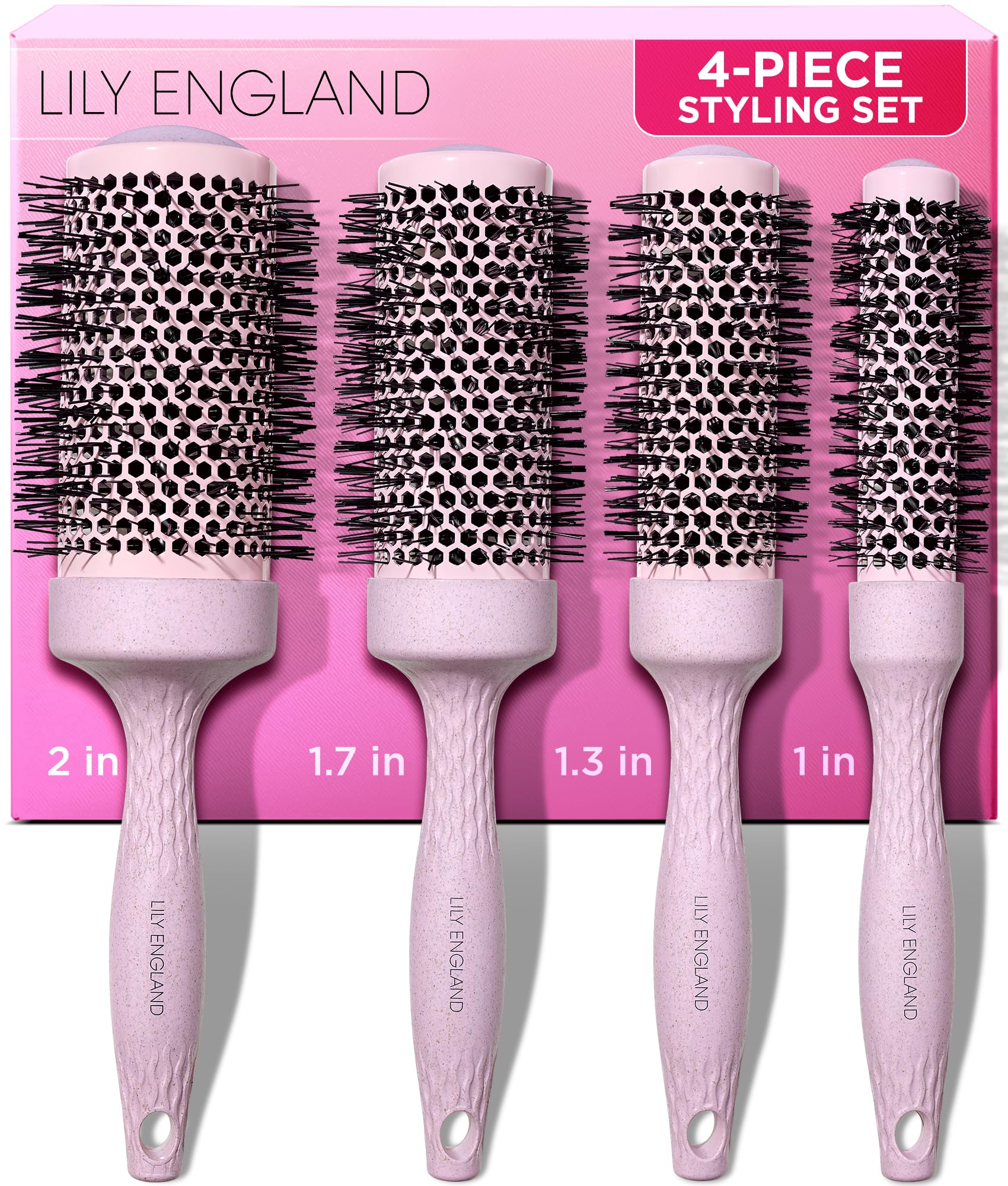 Round Brush Set for Women - Luxury Hair Brushes - Blowout Round Barrel Hairbrush for Blow Drying by Lily England - The Ideal gif