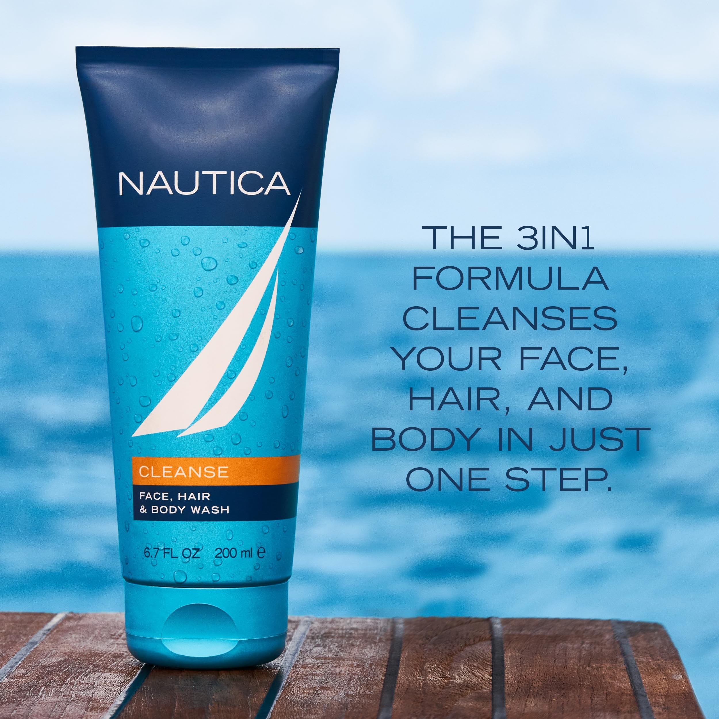 Nautica Grooming Cleanse Shower Gel 6.7 Fl Oz (Pack Of 1), Notes Of Grapefruit, Lavender, And Wood, Men'S Fragrance, Long Lastin