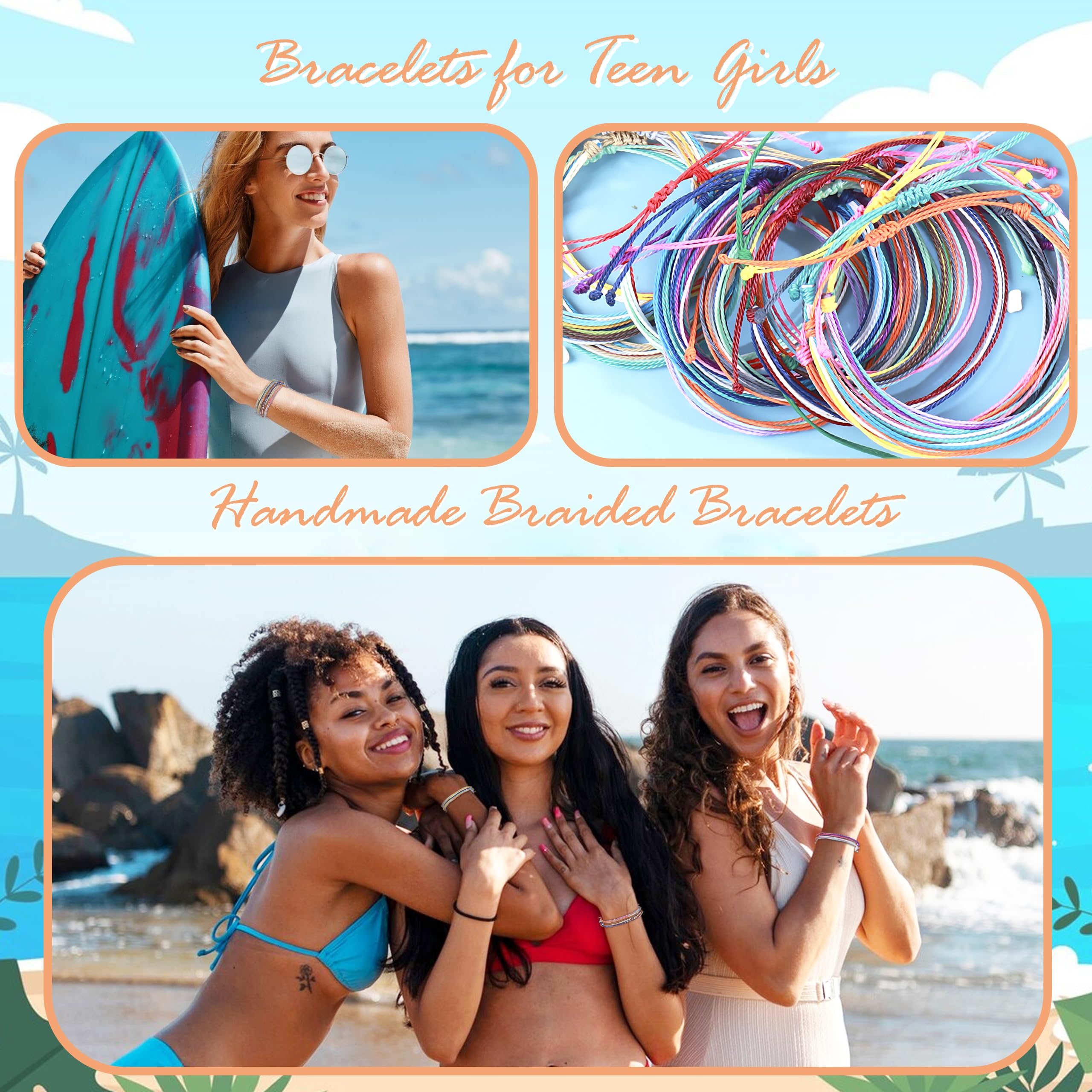 Long tiantian Friendship Bracelets for Women Gifts Trendy Stuff String Bracelets Waterproof Summer Bracelets Outfits Adjustable