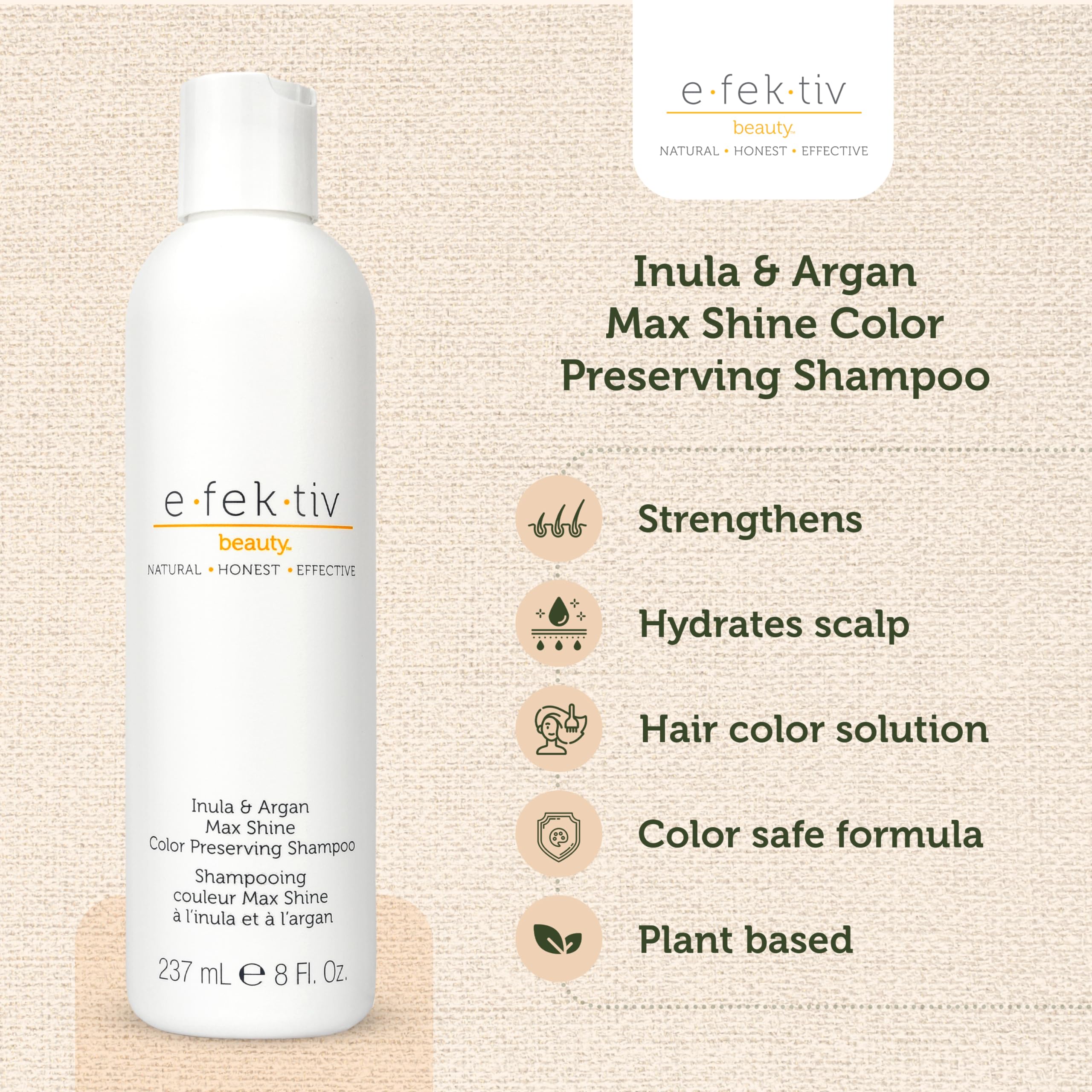 E.Fek.Tiv Beauty Inula Plus Argan Max Shine Color Preserving Shampoo - Shampoo For Color-Treated Hair - Protect Enhace Hair Colo