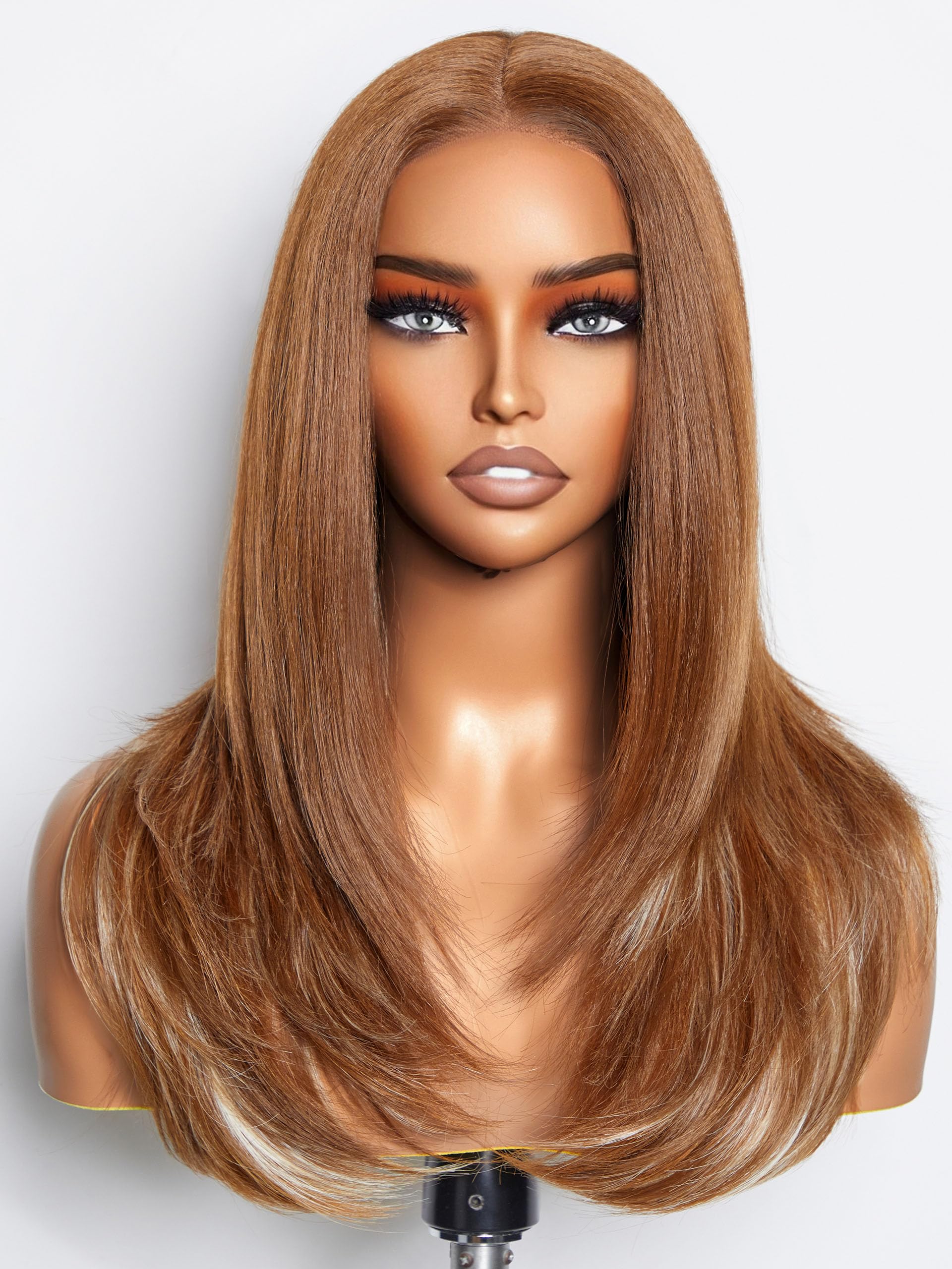 GORGIUS Ombre Brown Wig with Blonde Highlights Glueless Straight Wig Crafted With Style-Archive Technology: Premium Fiber & Remy