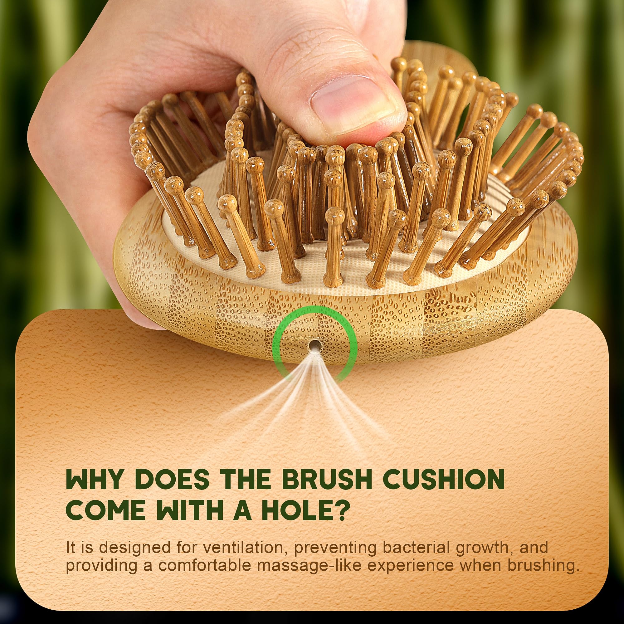 Bfwood Bamboo Hair Brush For Hair Growth, Natural Wooden Brush And Detangle Tail Comb Set, Paddle Hairbrush For Massaging Scalp,