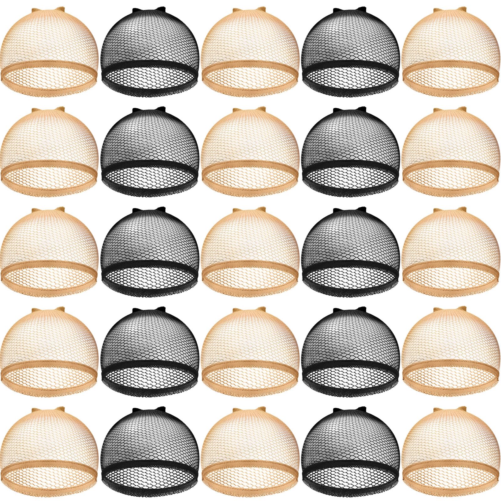 Chuangdi 50 Pcs Wig Cap Mesh Net Stocking Wig Cap Stretchy Nylon Liner Weaving Close End Fishnet Wig Cap for Women Men(Black and