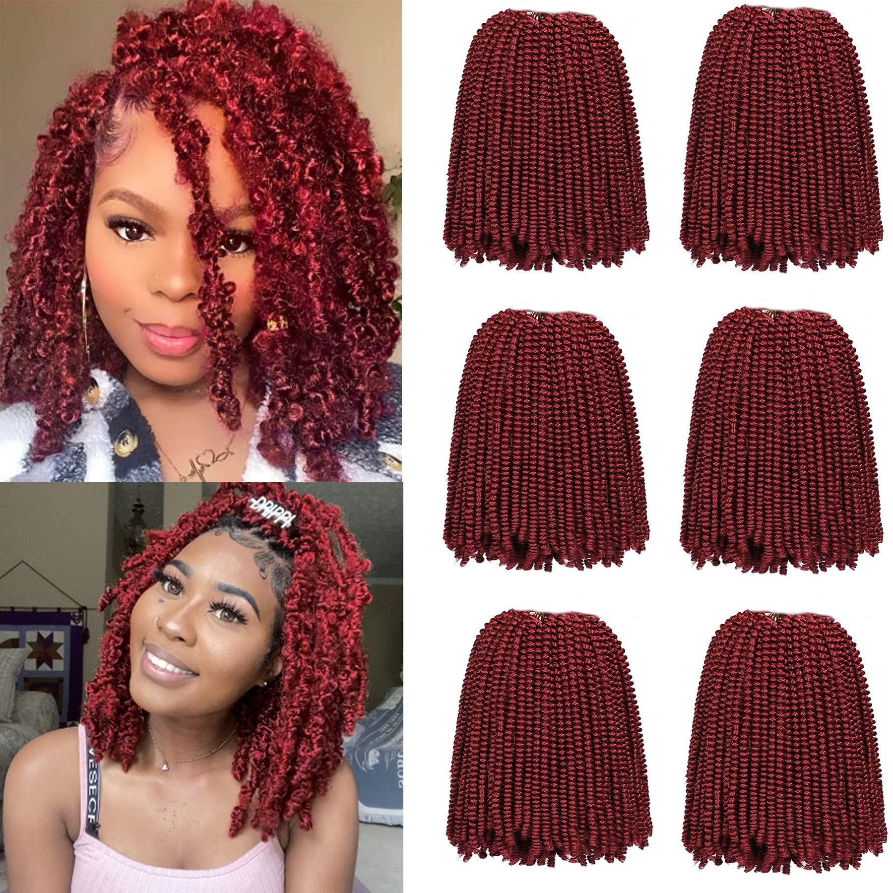 Xtrend 6Pack 90strands Spring Twist Crochet Braids Hair for Distressed Butterfly Locs 8 Inch Fluffy Twist Hair Synthetic Braidin