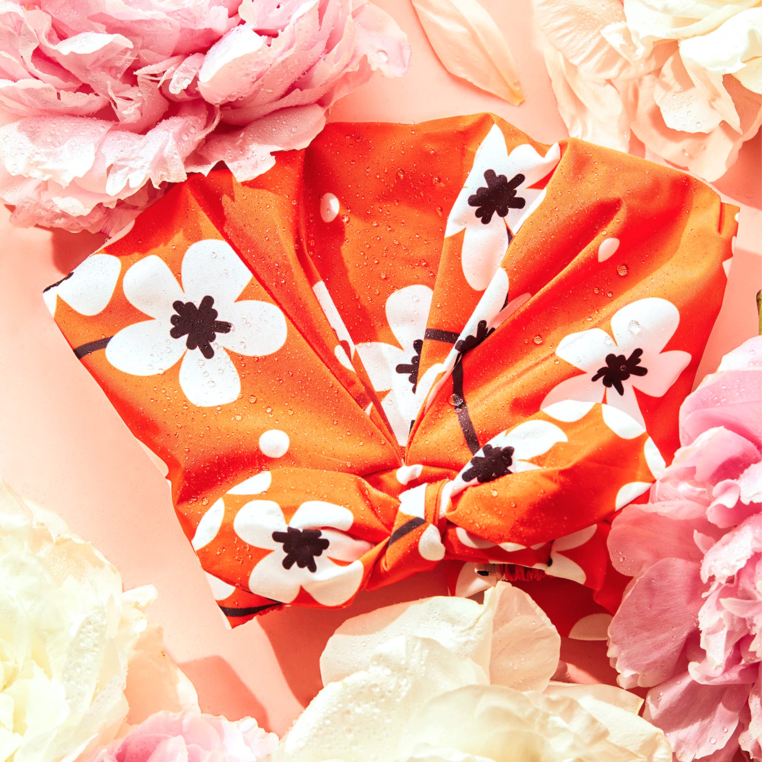 Grace & Company Luxury Shower Cap For Women - 100% Waterproof, Reusable, Washable & Breathable Shower Caps-Clementine