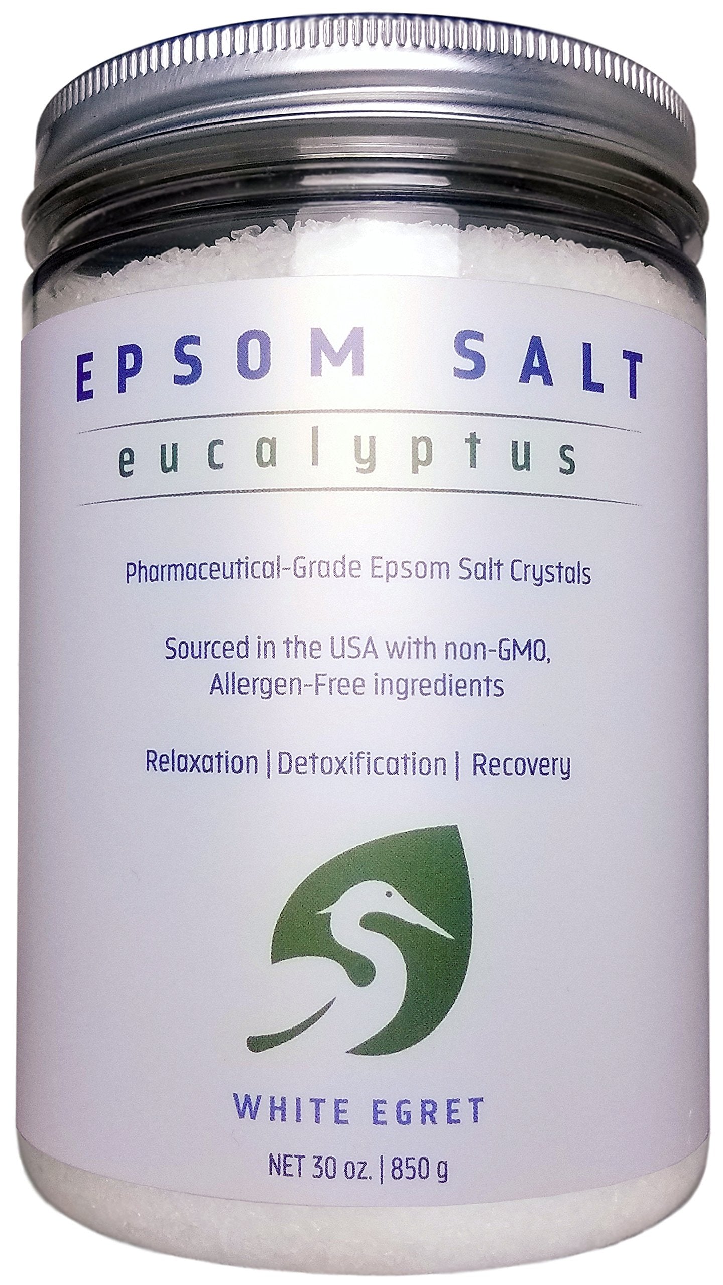 WHITE EGRET Epsom Salt, Eucalyptus, 2.5 Pound