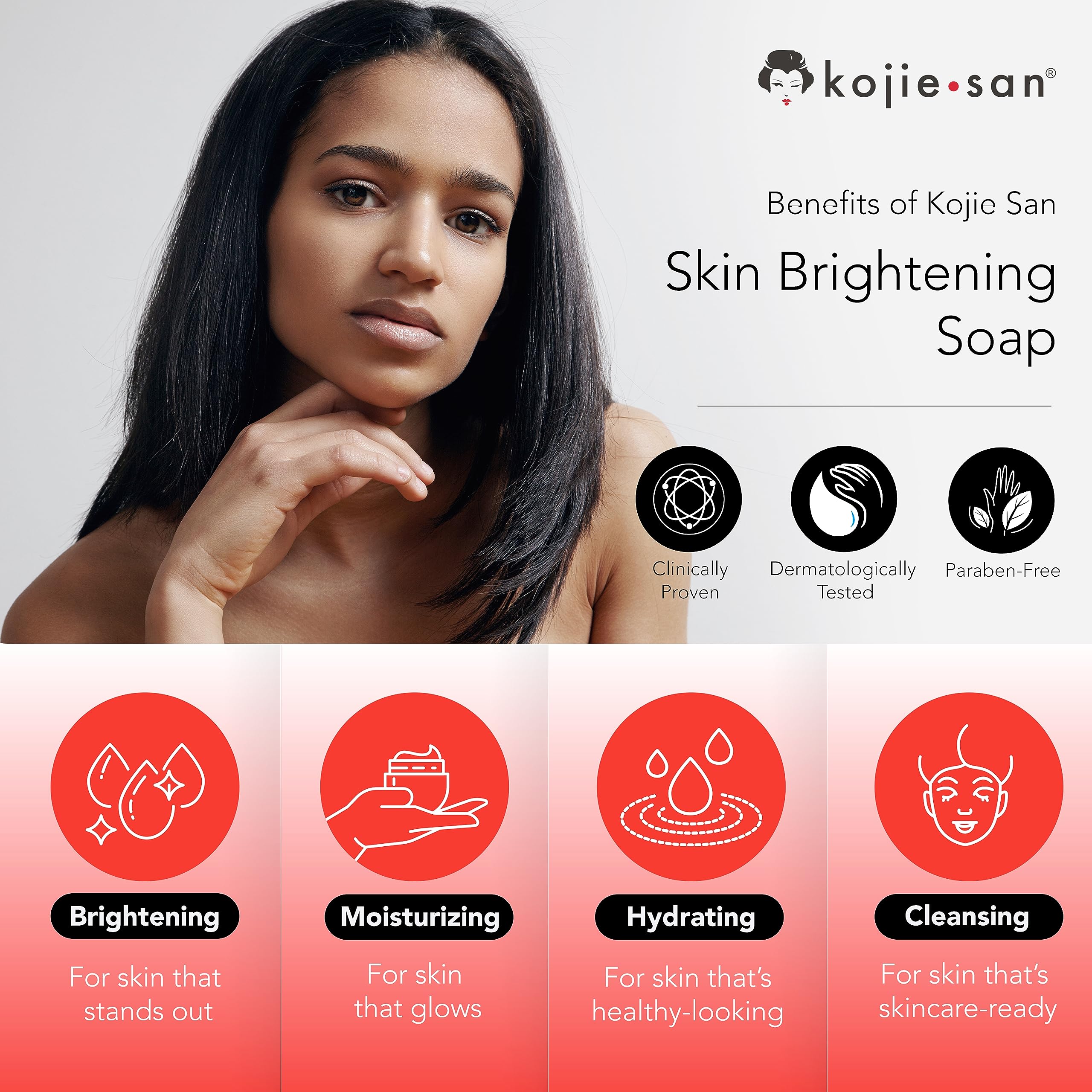 Kojie San Face & Body Shower Set - The Original Kojic Acid Soap, Dark Spot Remover Bar Soap With Coconut & Tea Tree Oil - 65G X