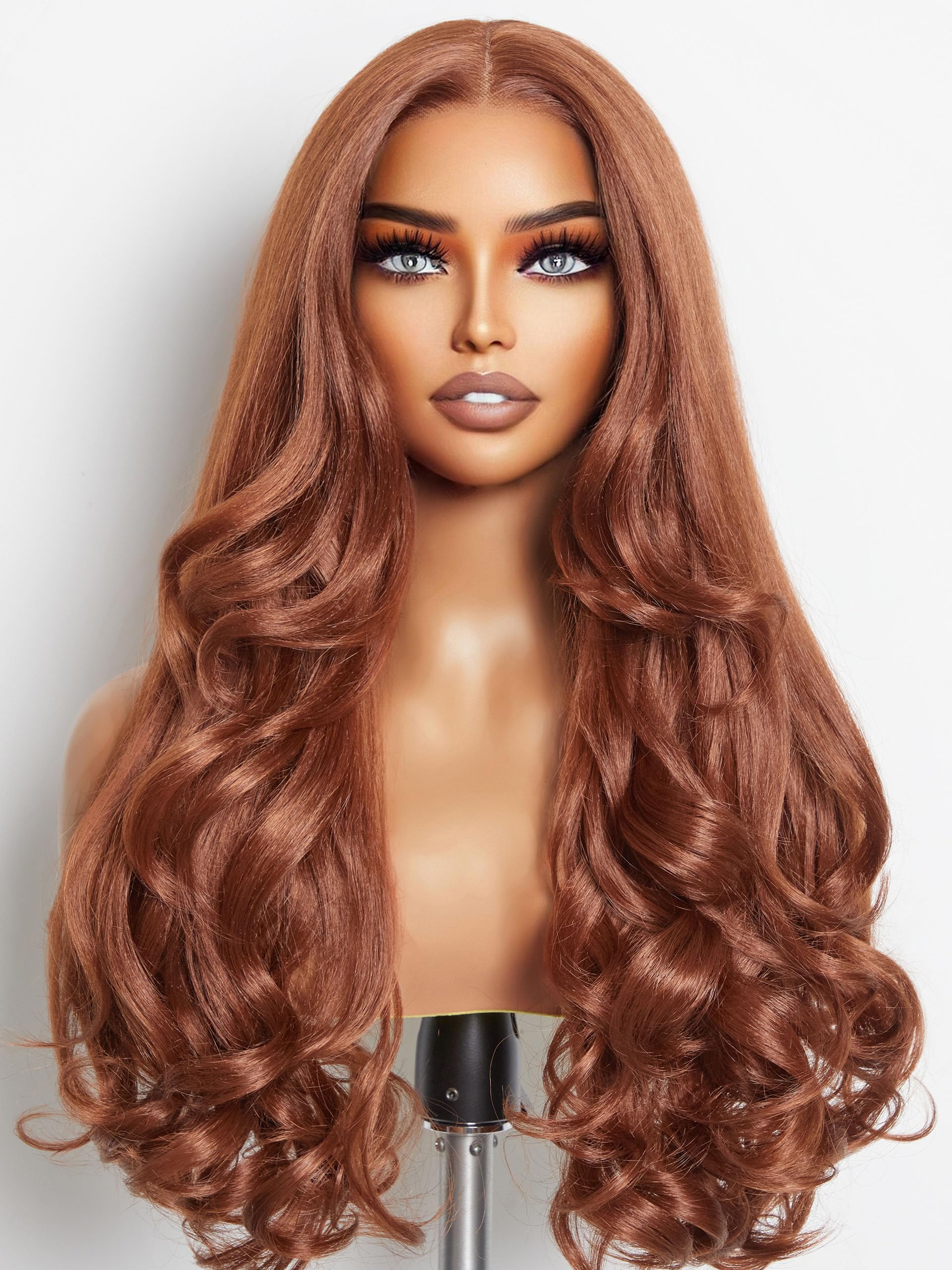 GORGIUS Orange Brown Wig Glueless Loose Wave Pre Plucked Wigs with Natural Hairline #33 Colored Bleached Knots Crafted with Styl