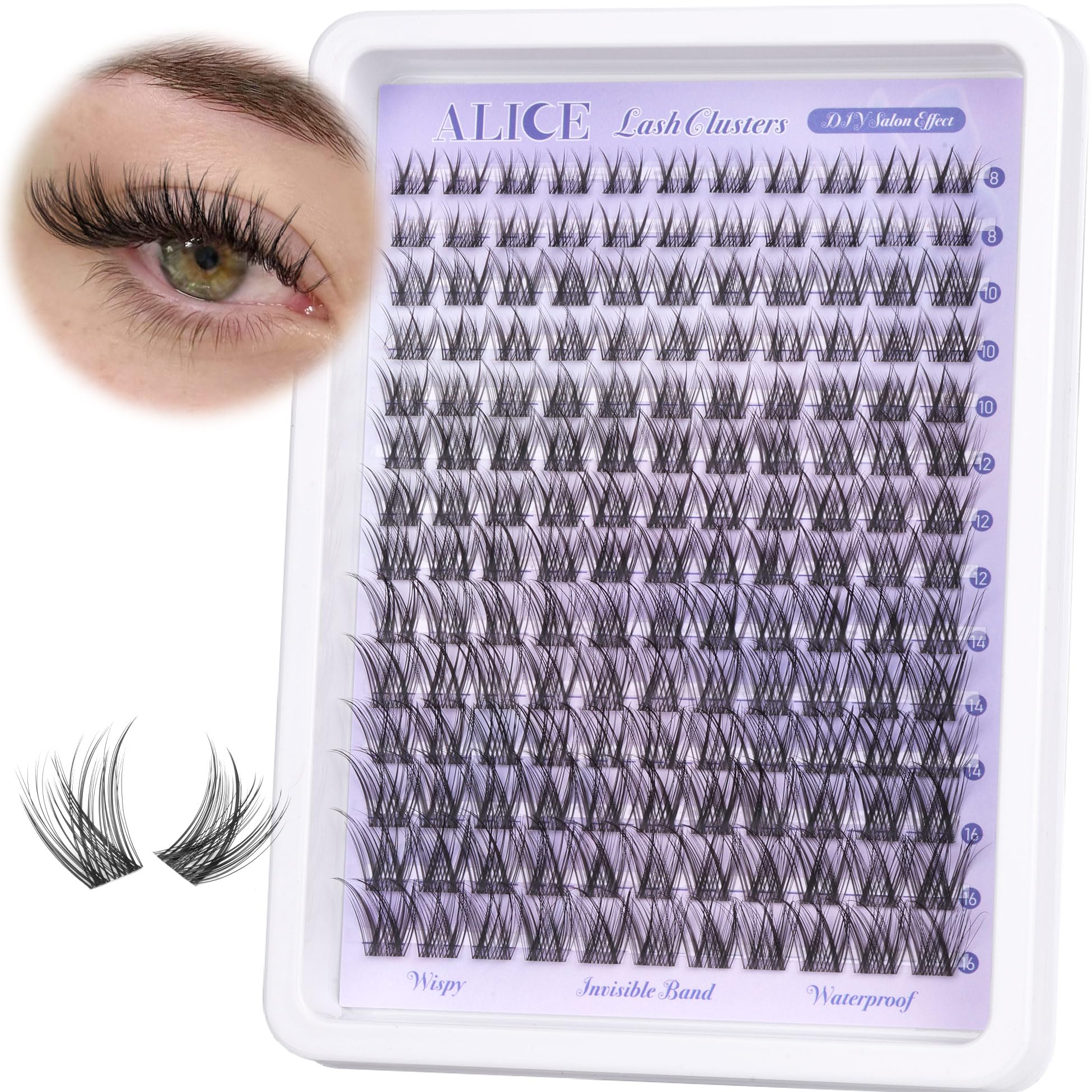 Natural Lash Clusters Wispy Cluster Eyelash Extensions Invisible Band Individual Lashes C Curl Diy Lash Extension 8-16Mm Waterpr