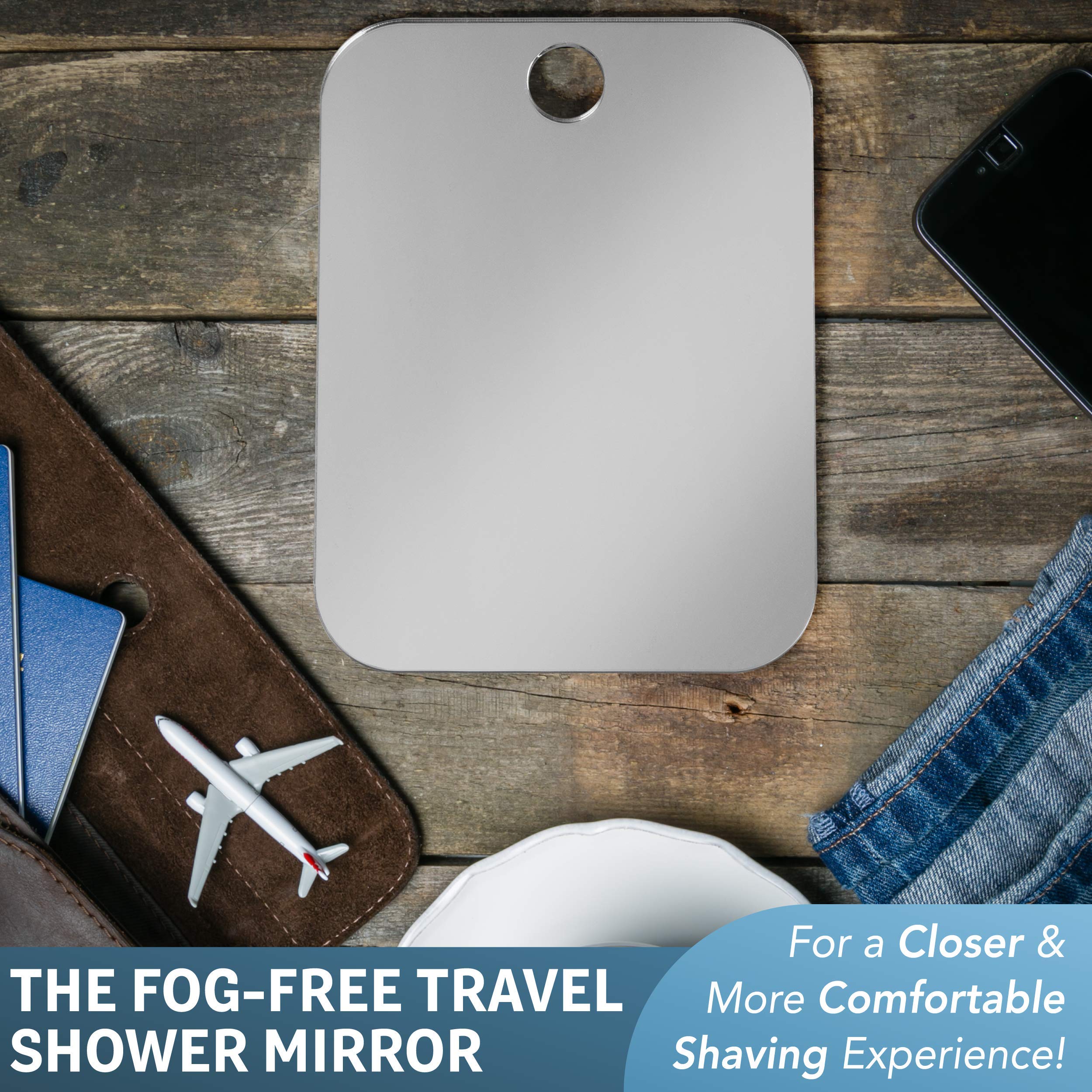 The Shave Well Company Anti-Fog Shaving Mirror For Travel  Fogless Bathroom Shower Mirror With Handheld Option For Men And Women