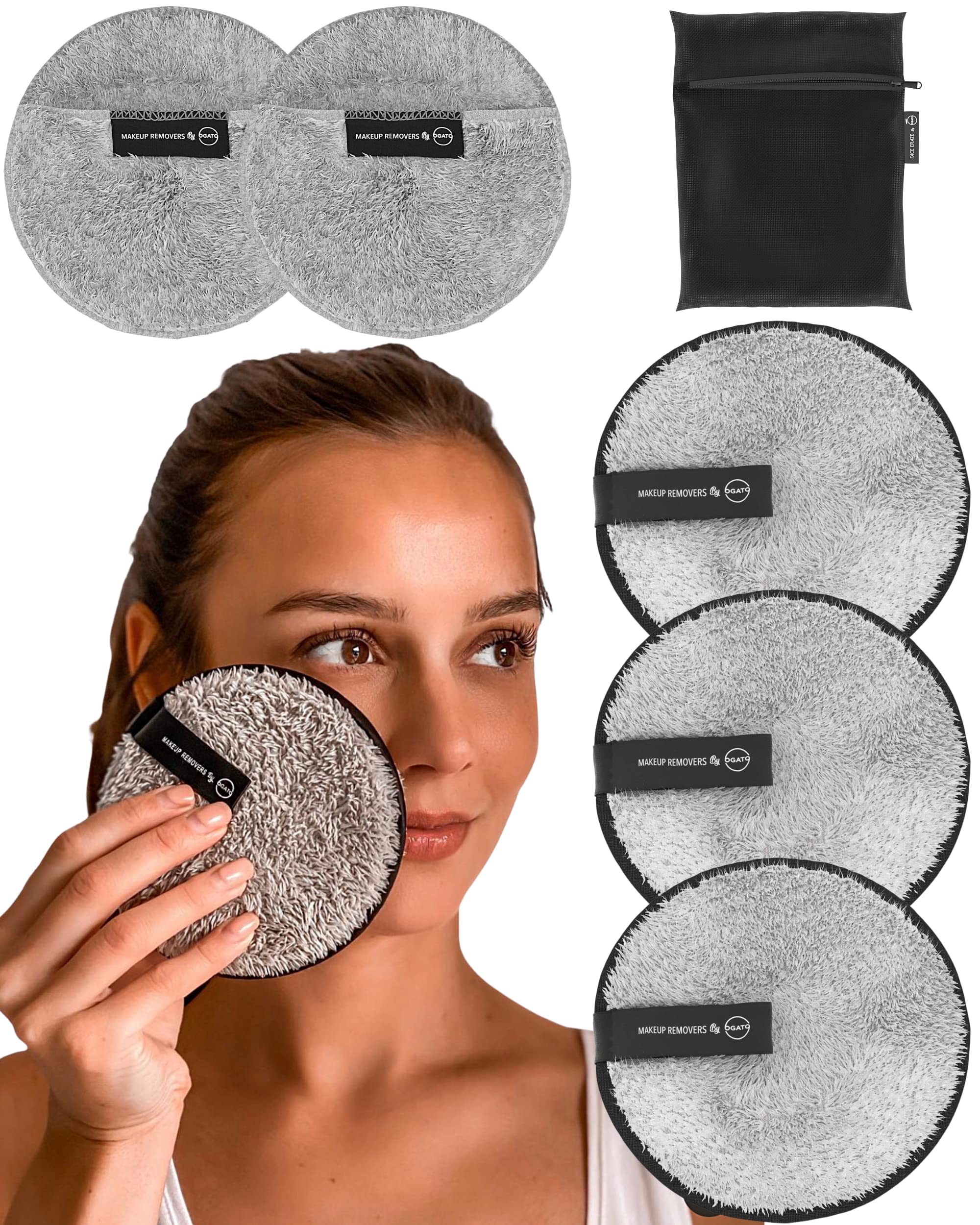 Ogato Reusable Makeup Remover Pads -6Pc Reusable Makeup Remover Cloths - Reusable Face Pads, Makeup Eraser For All Skin Types -