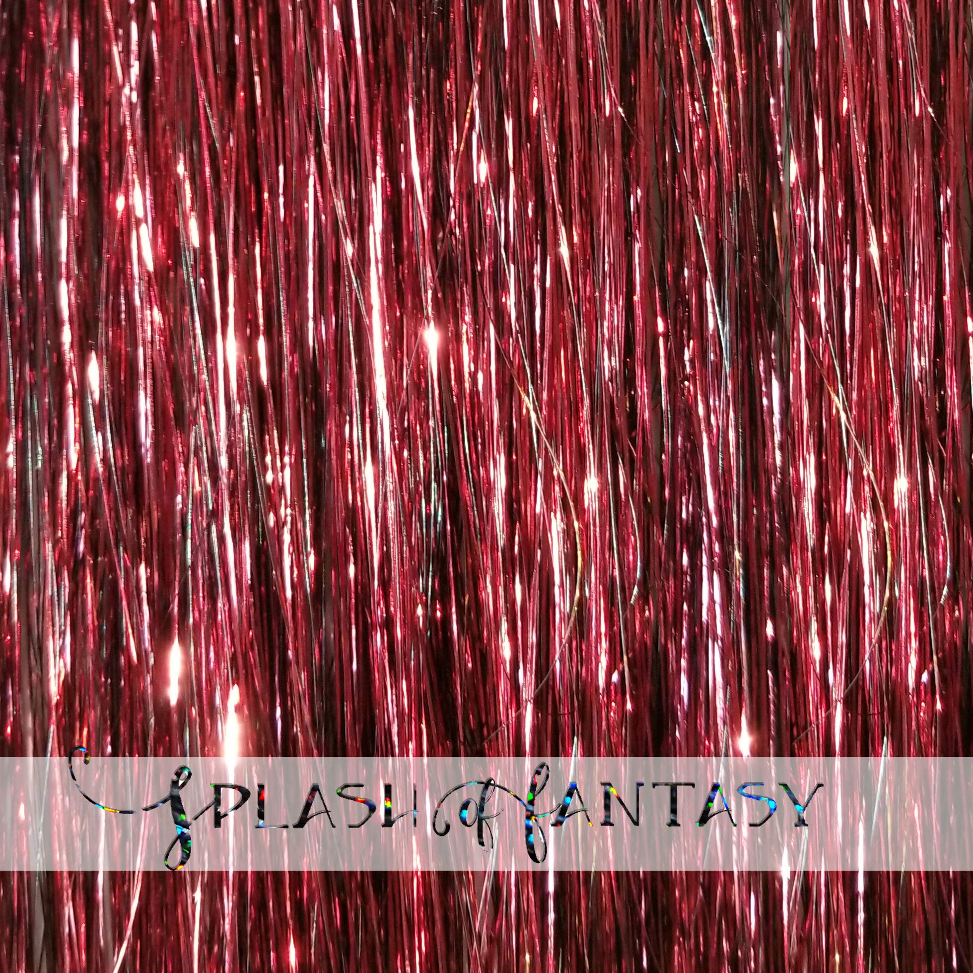 40'' Hair Tinsel 100 Strands (Shiny Burgundy)