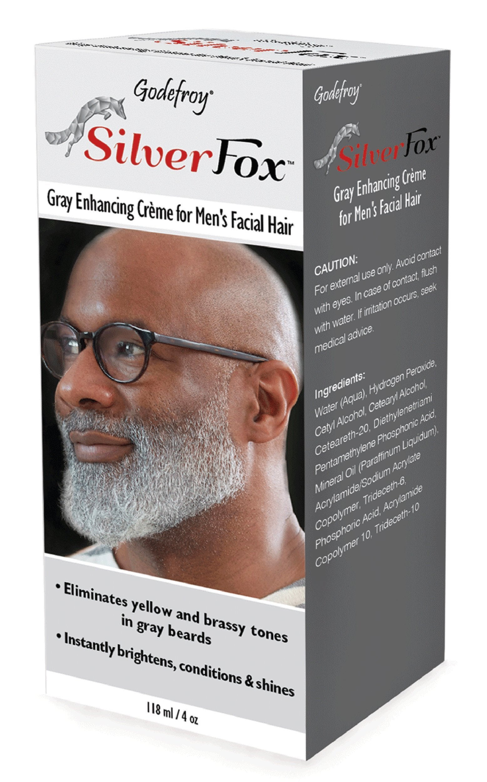 Godefroy Silver Fox Mens Silver And Gray Beard Brightener For Ethnic Hair Types, 3 Fluid Ounce