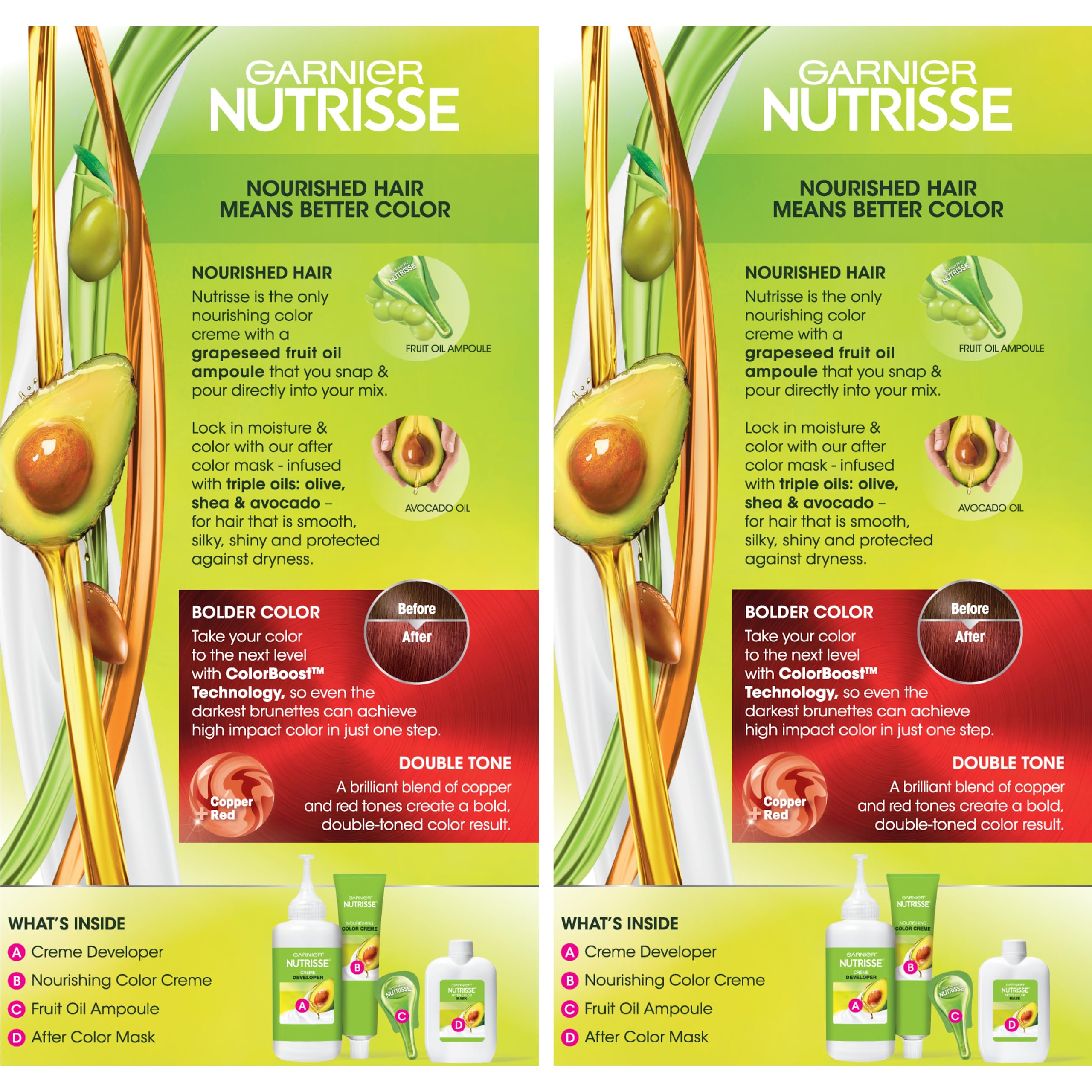 Garnier Hair Color Nutrisse Ultra Color Nourishing Creme, Rp1 Pink Red (Cherry Flamingo) Permanent Hair Dye, 2 Count (Packaging