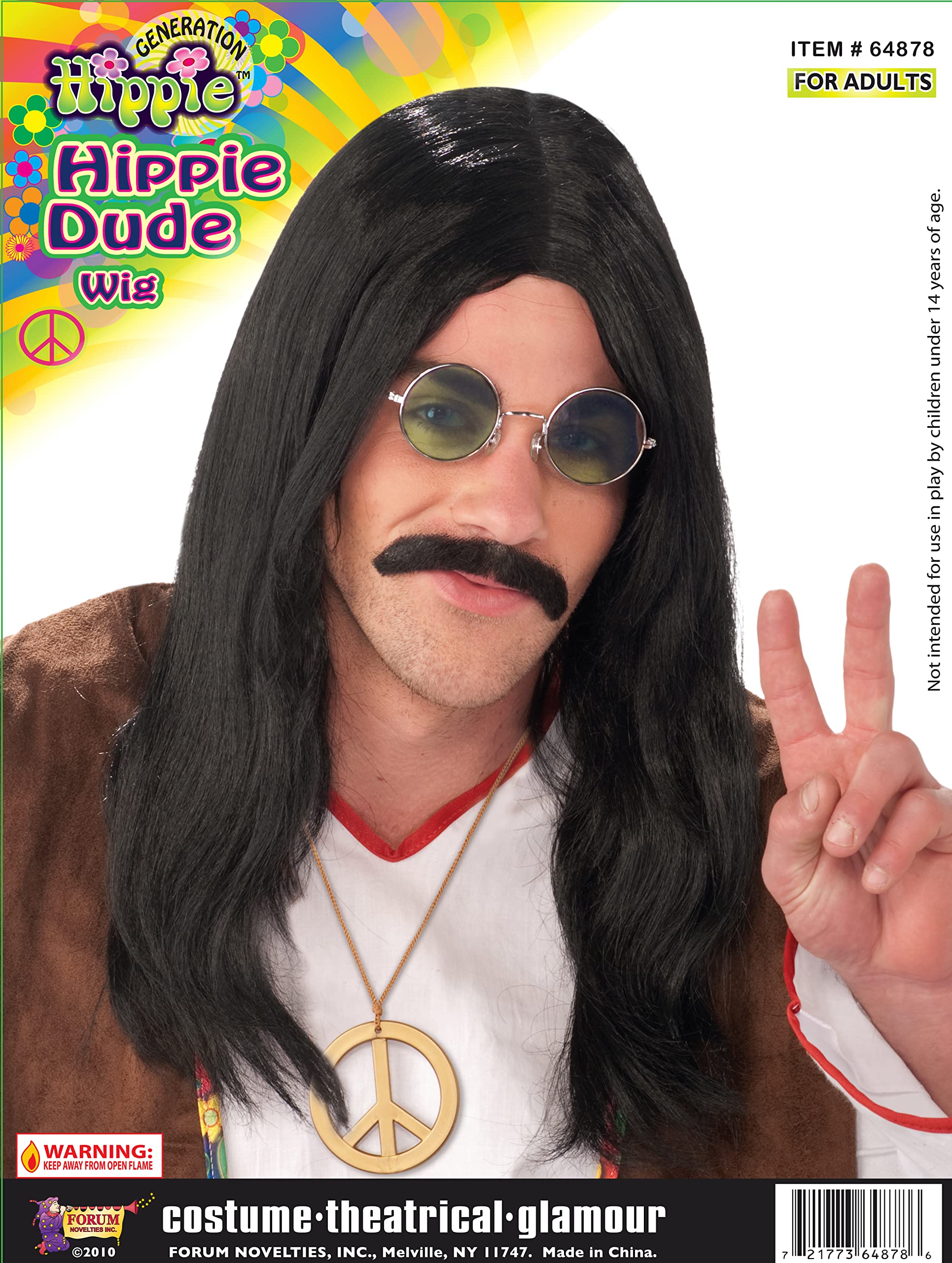Forum Novelties Men'S Hippie Dude Wig-Black Party Supplies, Standard