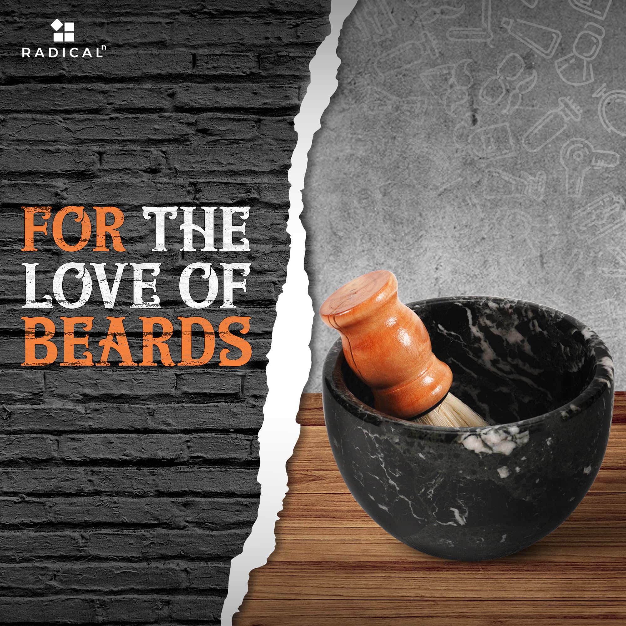 Radicaln Marble Shaving Cream Bowl Black 4' X 3' Inches Handmade Shaving Bowl Mens Barber Supplies - Bowl For Esthetician Suppli