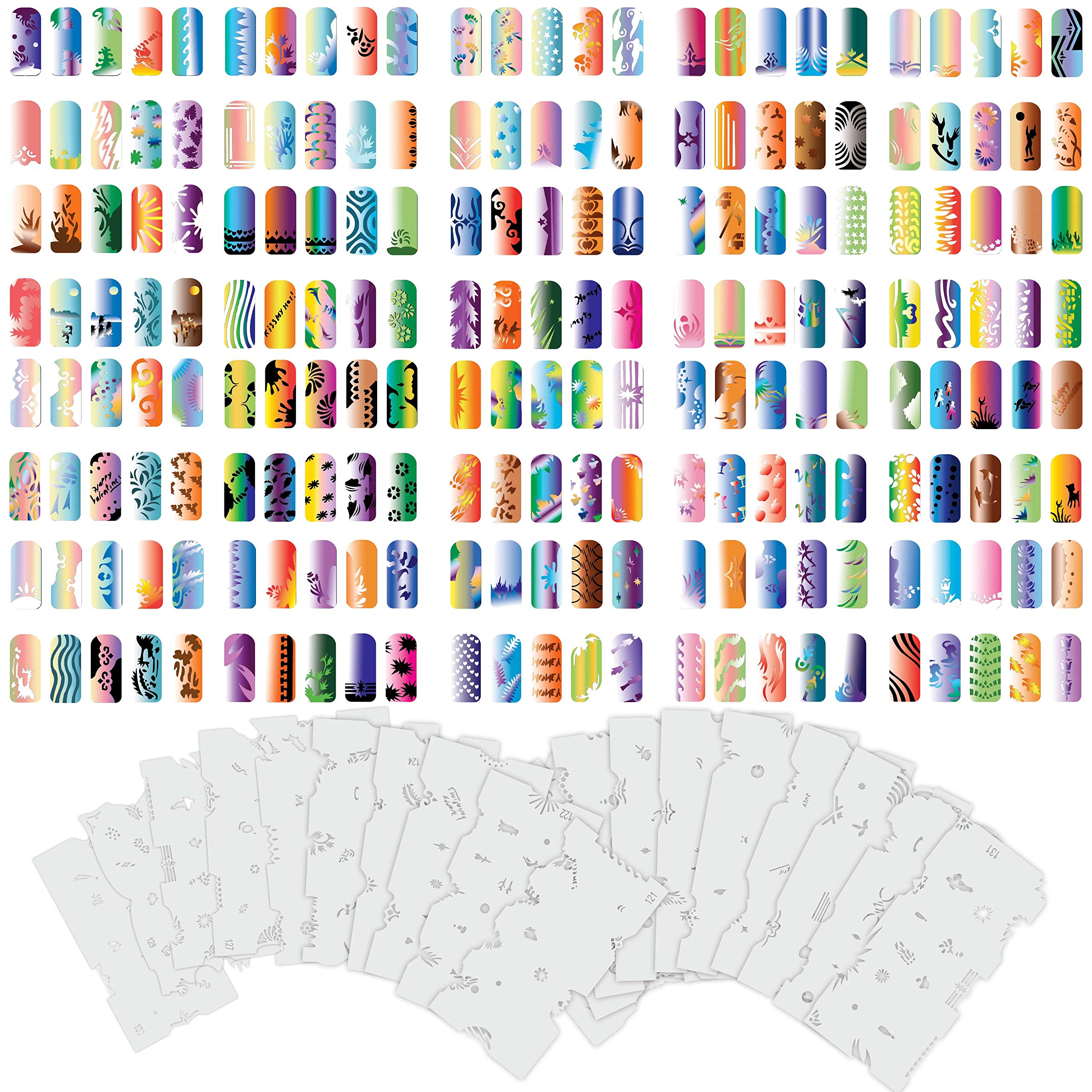 Custom Body Art Airbrush Nail Stencils  Design Series Set # 7 Includes 20 Individual Nail Templates with 16 Designs Each for a 