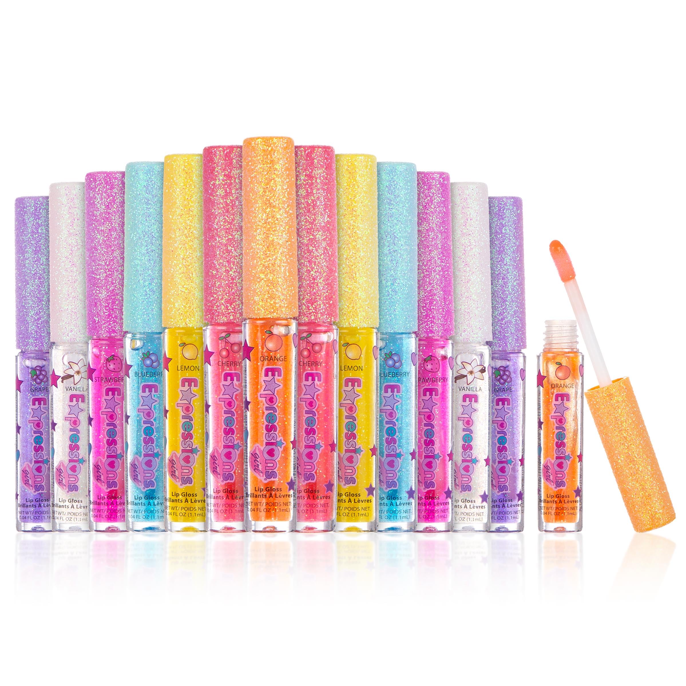 Expressions Girl 14Pc Fruity Flavored Lip Gloss Set, Long Lasting Glossy Lip Makeup For Kids/Teens - Fruity Flavors Lip Gloss Va