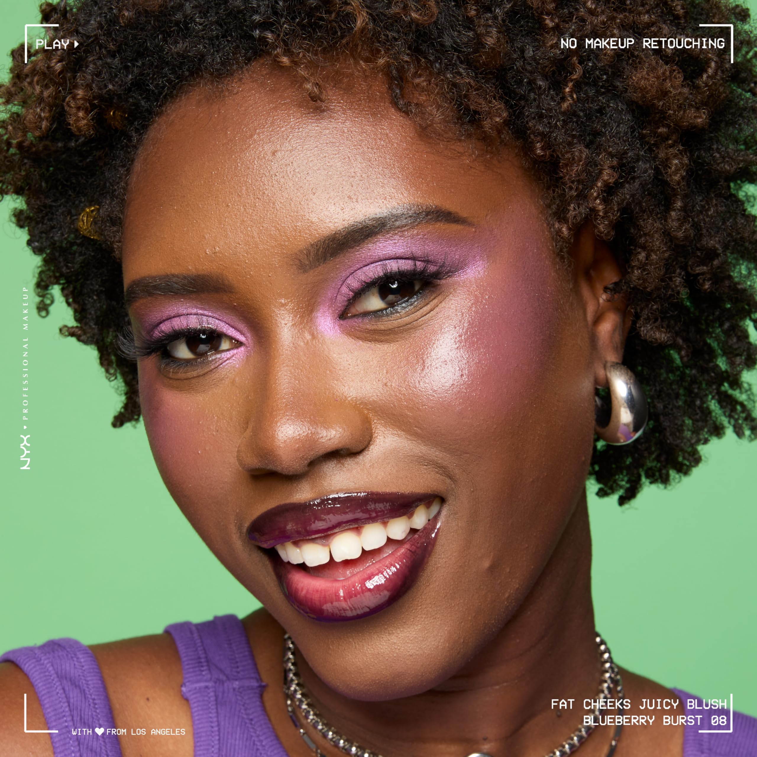 NYX PROFESSIONAL MAKEUP Fat Cheeks Liquid Blush, Buildable, Dewy Blush with Long-Lasting 12HR Wear - Blueberry Burst (Cool Purpl