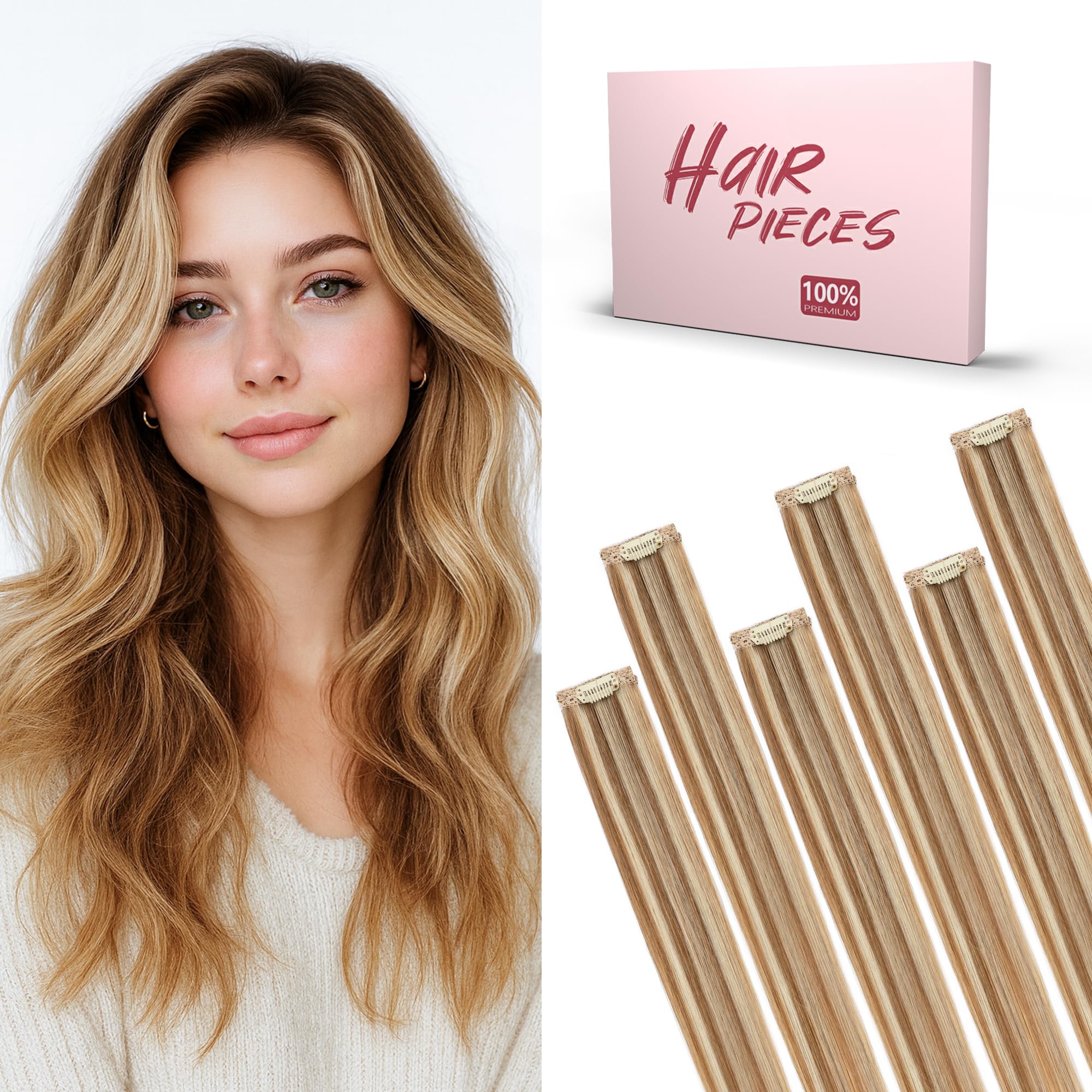 SEGO Single Clip In Hair Extensions Real Human Hair 6 Pcs Individual Clip Ins Highlight Remy Balayage Straight Soft Seamless Hai