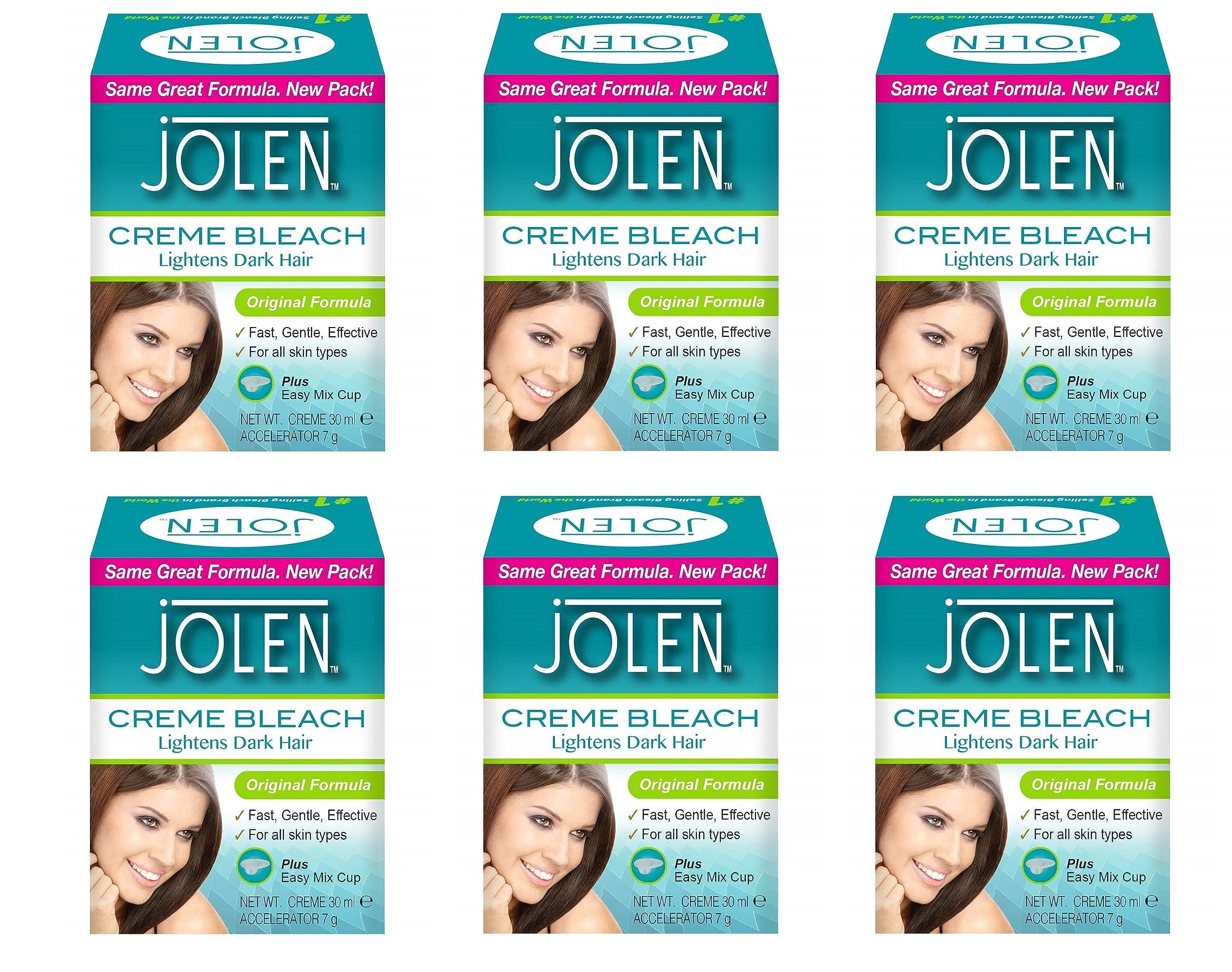 Jolen creme bleach lightens dark hair 30ml (6 Pack)