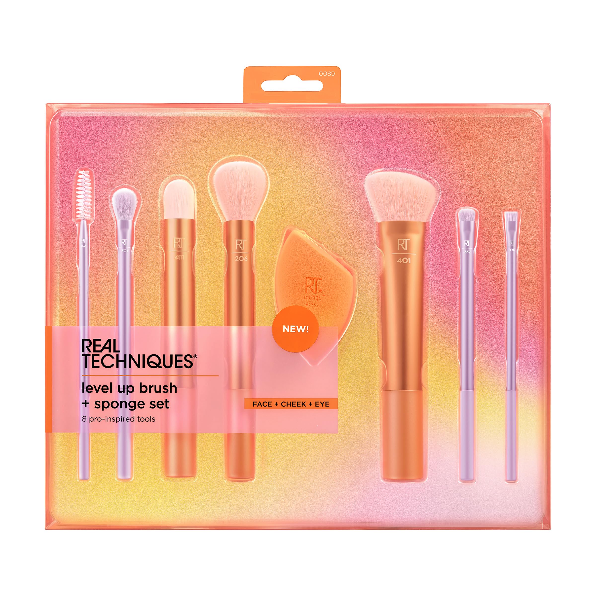 Real Techniques 8 Piece Brush & Sponge Set - Synthetic Bristles, Multi Color, Cruelty-Free, Perfect for Eyeshadow, Foundation, Blush & Bronzer